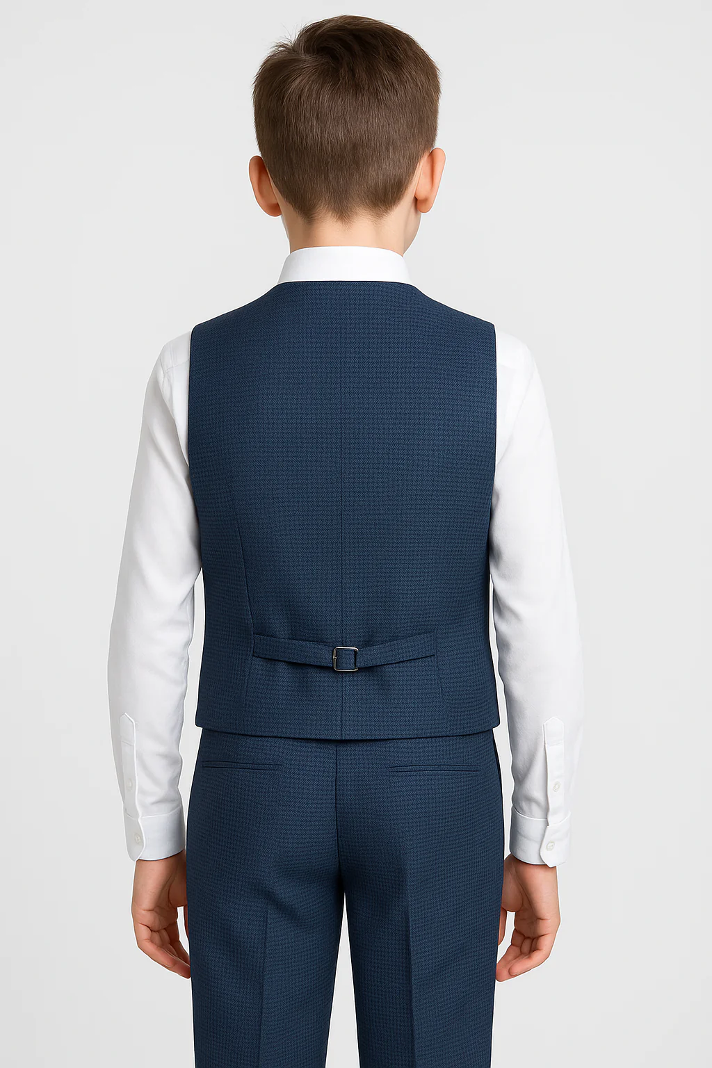 Boys' 5-Piece Textured Double Breasted Waistcoat Suit - MATRIX - Navy - Image 2