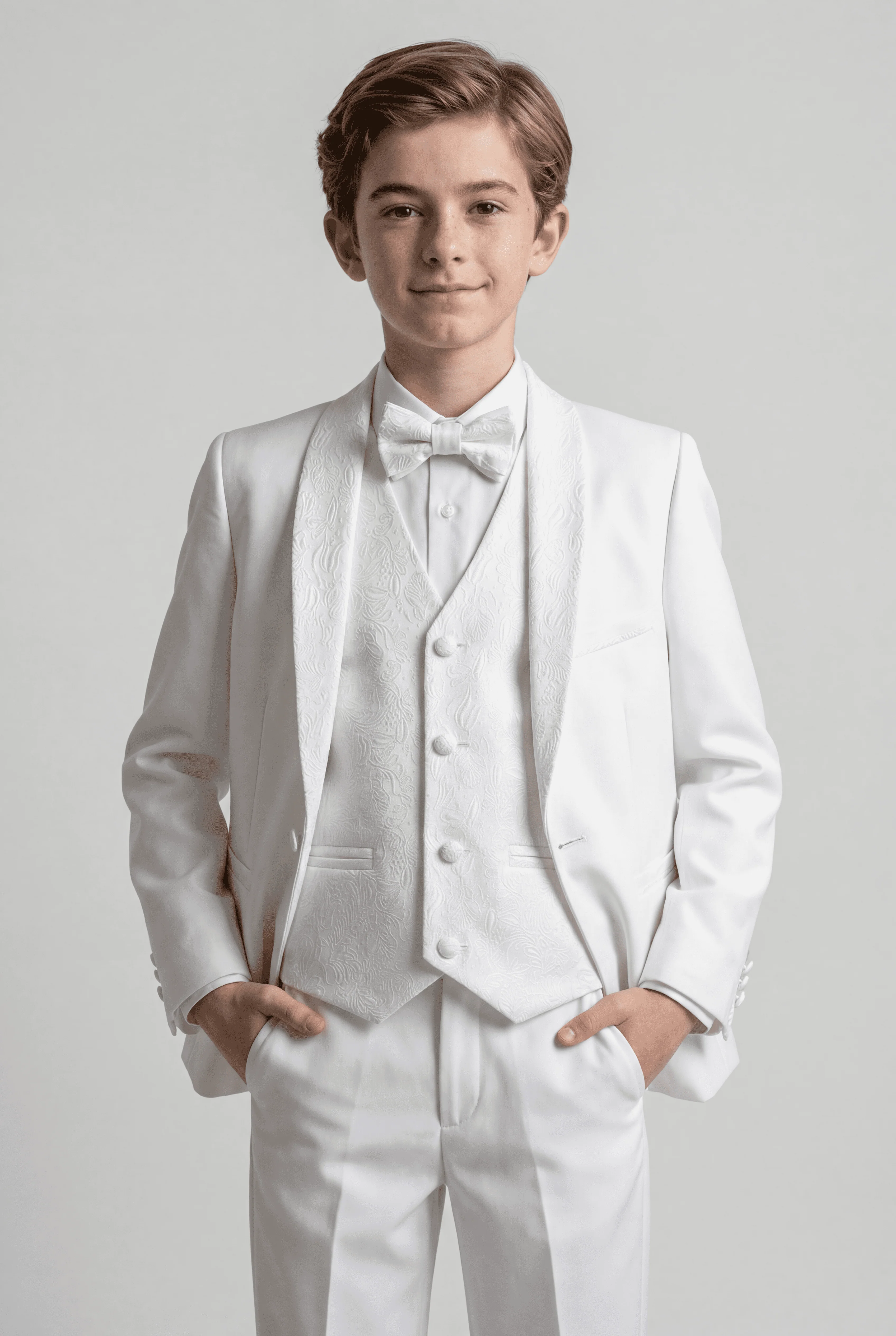Babies & Boys 4-Piece Ivory Jacquard Tuxedo Suit - Roman - Ivory - Image 2