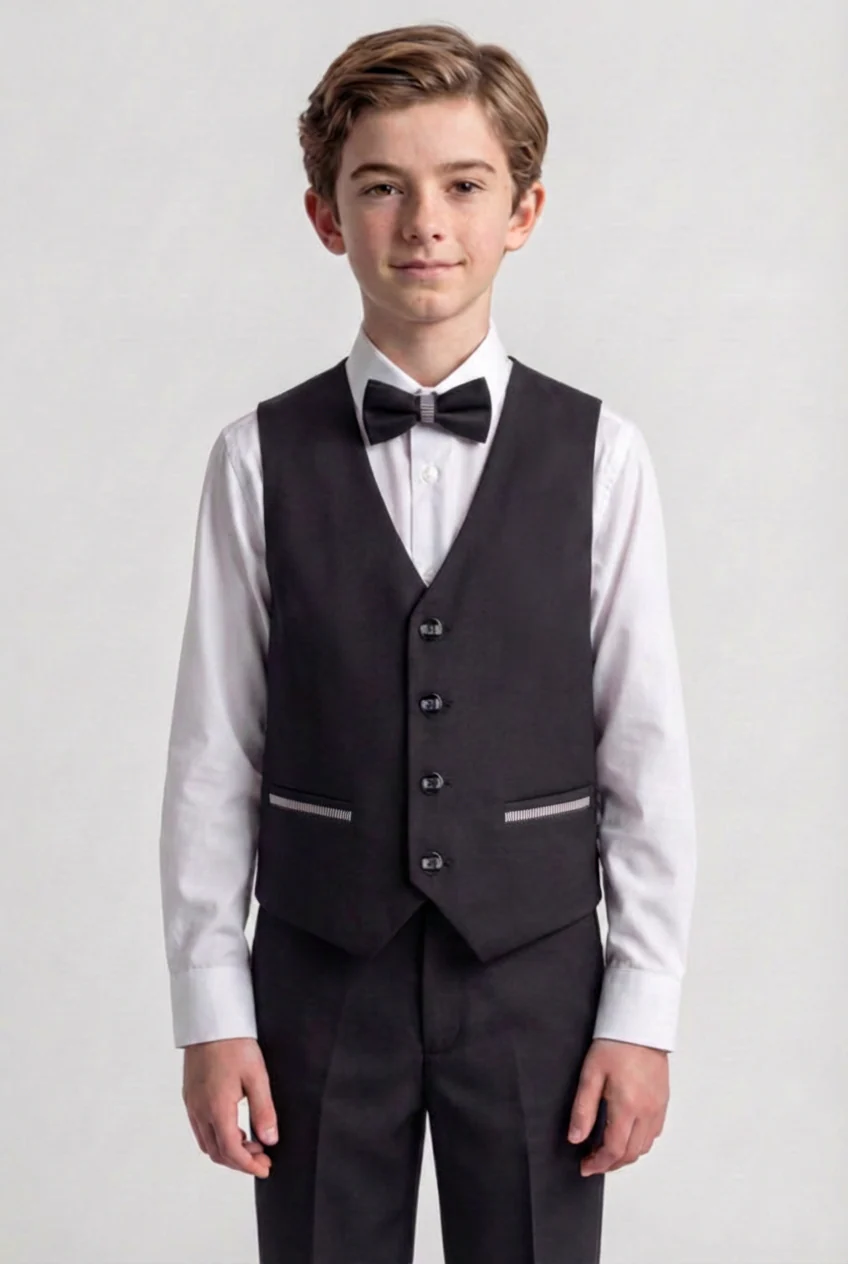 Babies & Boys 4-Piece Tuxedo-Style Suit with Contrast Trim - Daniel - Black - Image 4