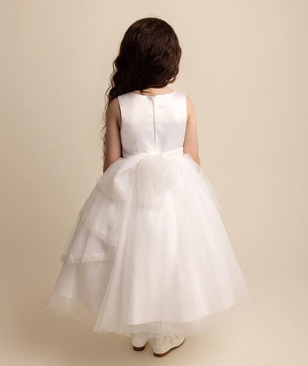 Babies and Girls Pleated Ivory Lace Dress - SABRINA - Ivory - Image 4