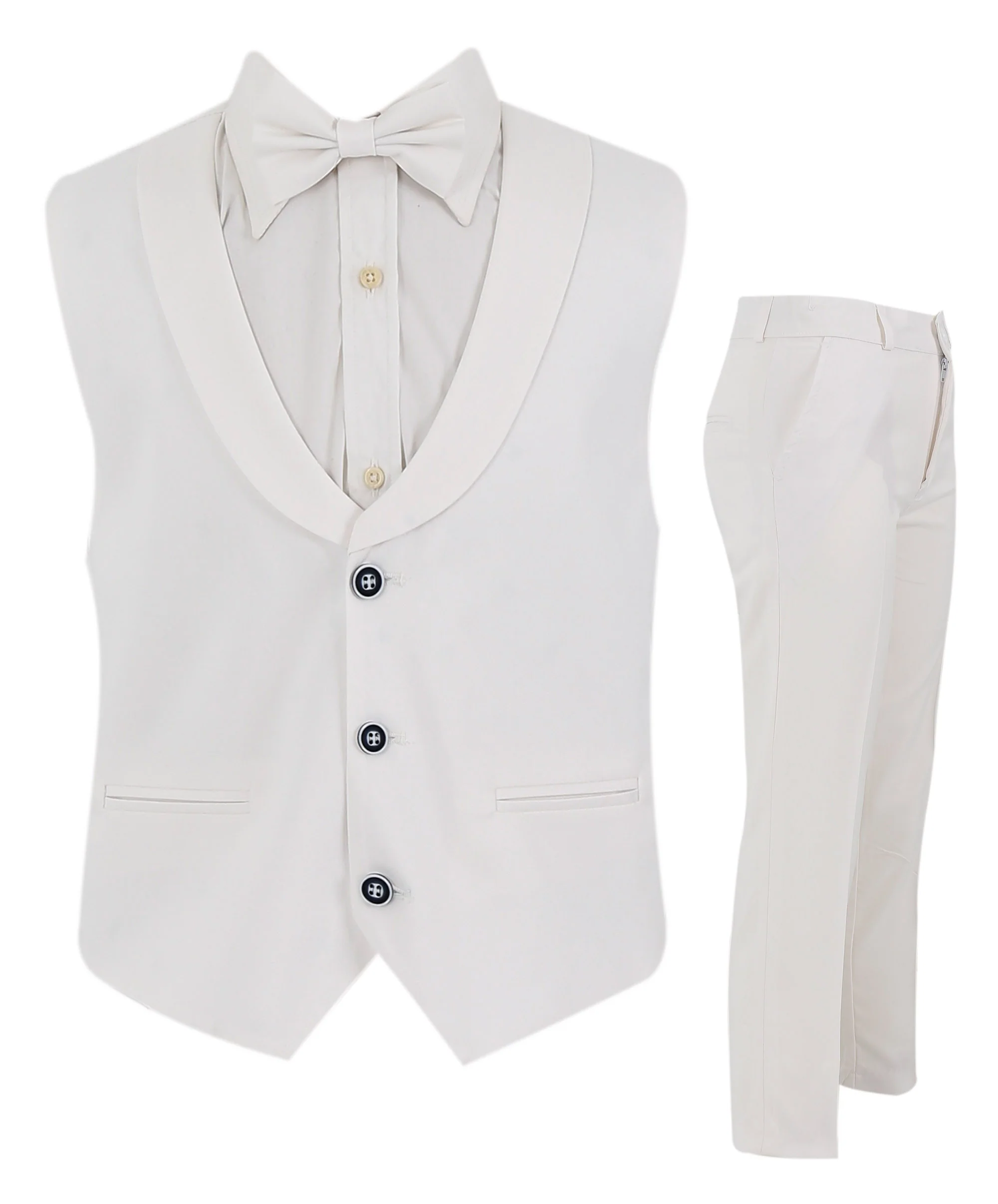 Baby & Boys 3-Piece White Cotton-Linen Waistcoat Suit Set - WHITBY - Image 4