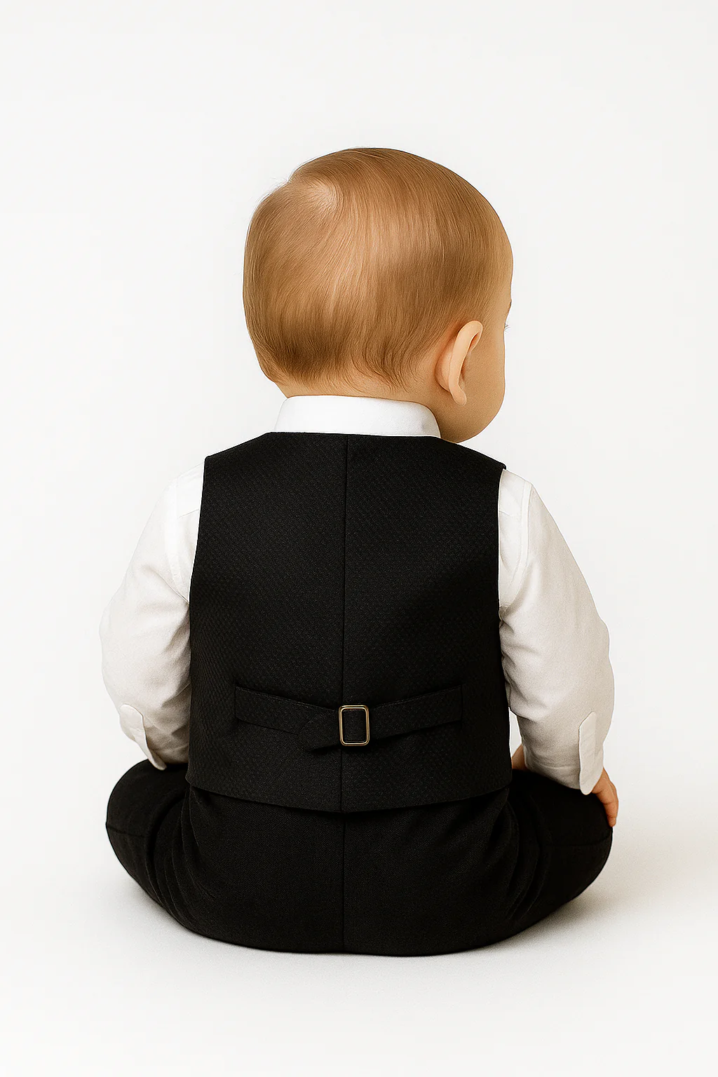 Baby Boys 4-Piece Cotton Waistcoat Suit Set - DAMATLIK - Black - Image 2