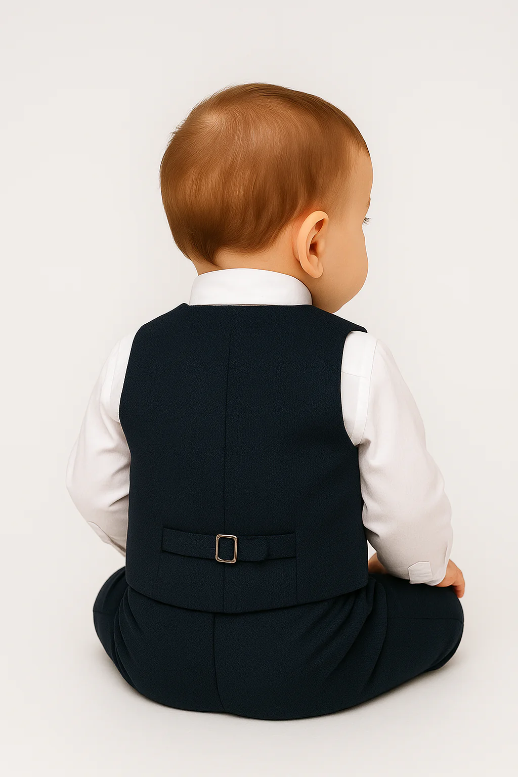 Baby Boys 4-Piece Cotton Waistcoat Suit Set - DAMATLIK - Dark Navy - Image 2