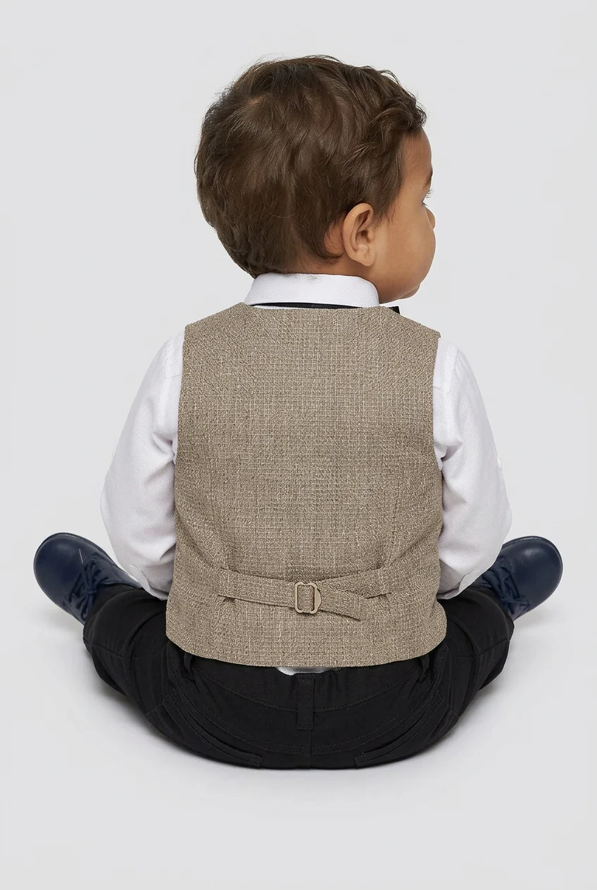 Baby Boys 4-Piece Textured Jacquard Waistcoat Suit - SPOR ZARGOS TAN BROWN - Image 2