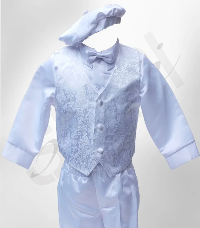 Baby Boys All In One Christening Suit Set - White - Image 2