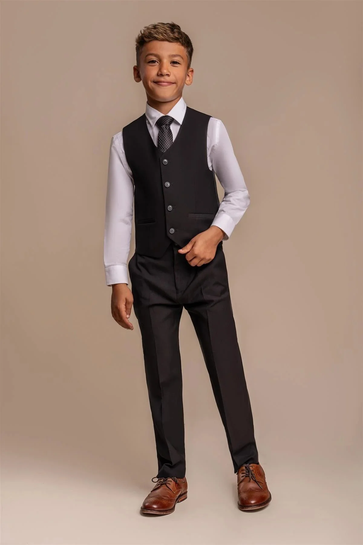 Boys Slim Fit Formal Black Suit - MARCO - Black - Image 5