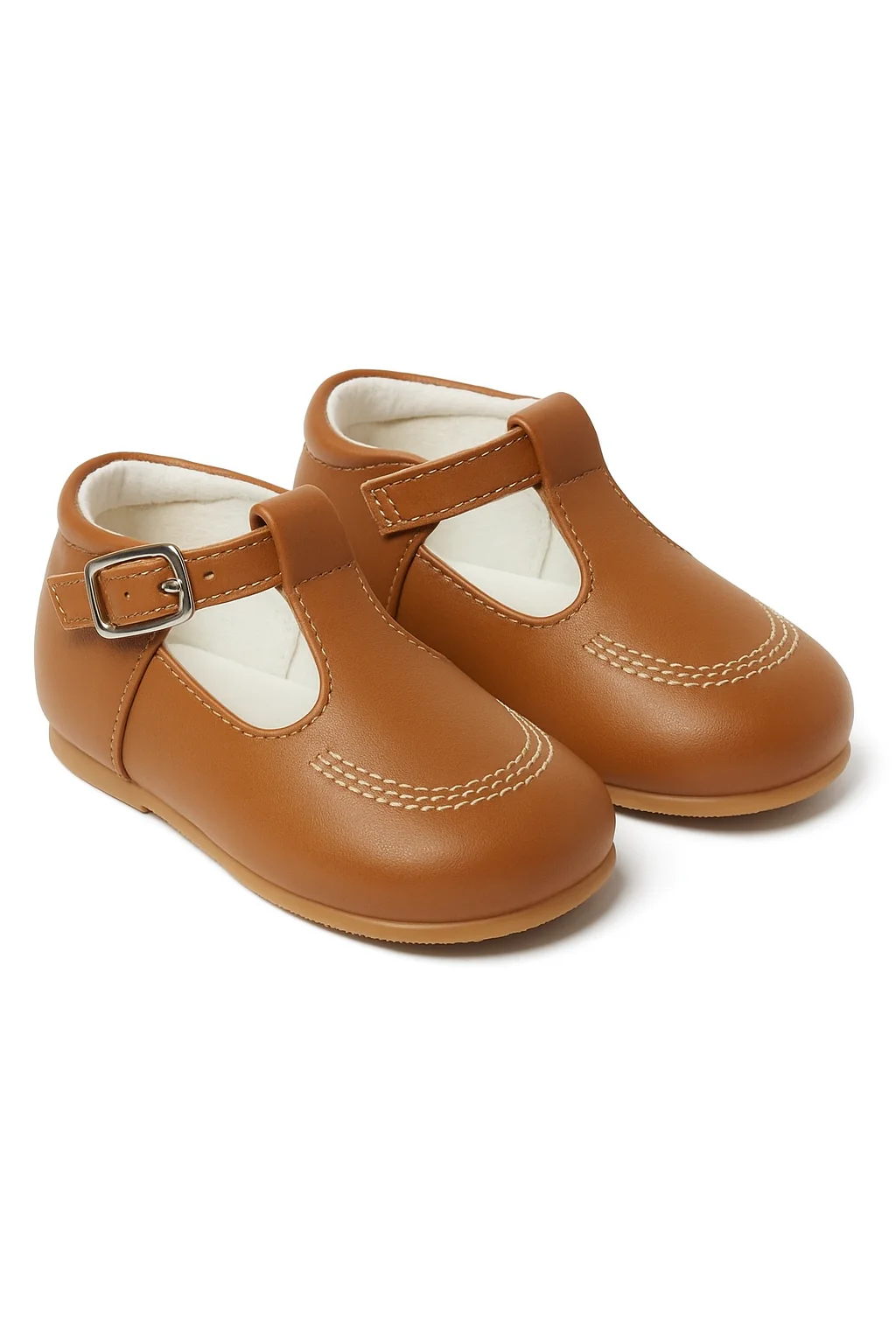 Baby & Boys Buckled Leather Shoes TEDDY - Tan Brown - Image 3