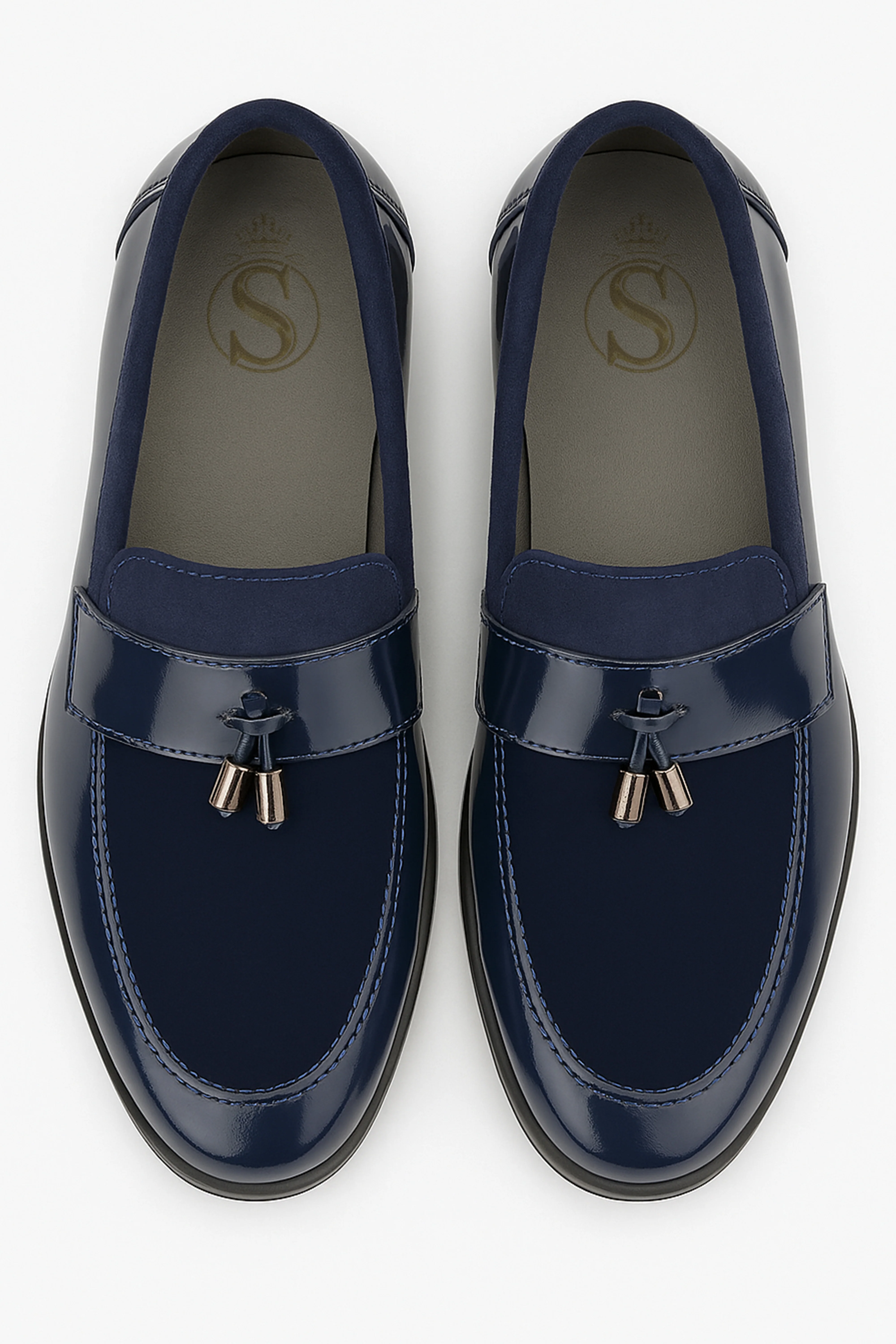Baby Boys & Boys leather and Suede Slip on Formal Tassel Loafers - Navy Blue - Image 2
