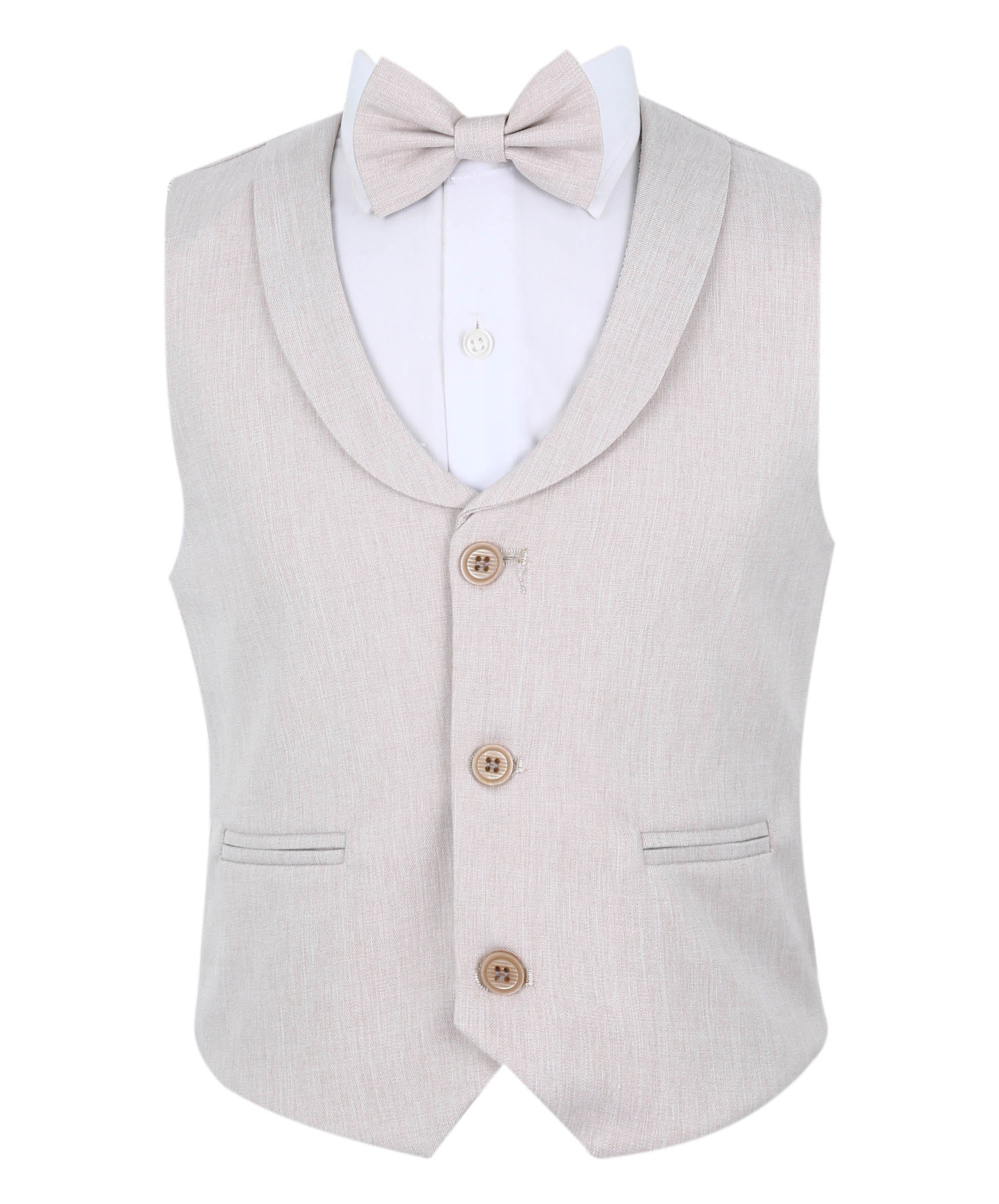 Baby & Boys 4-Piece Cotton-Linen Waistcoat Suit Set - Light Beige - Image 5