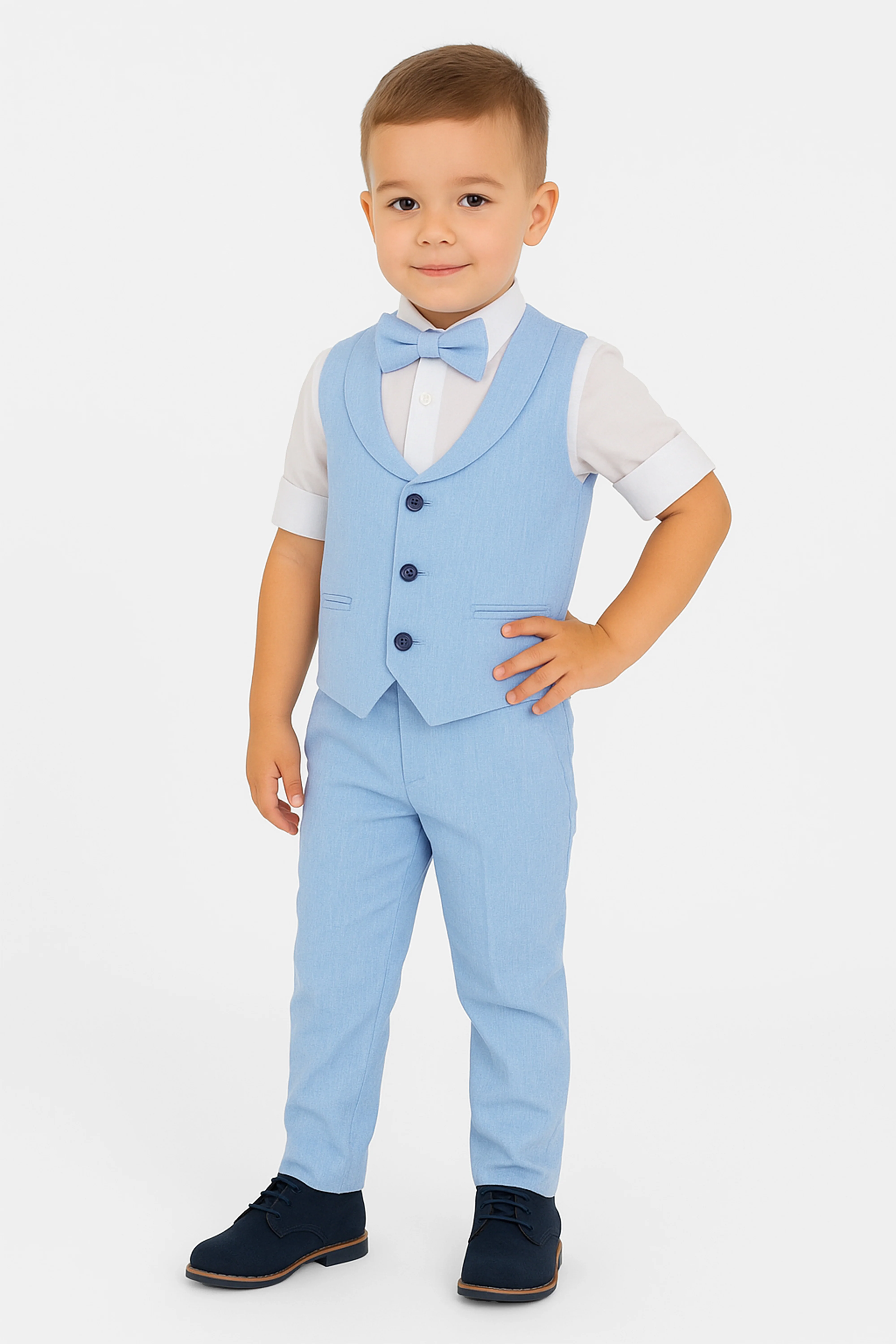 Baby & Boys 4-Piece Cotton-Linen Waistcoat Suit Set - Light Blue