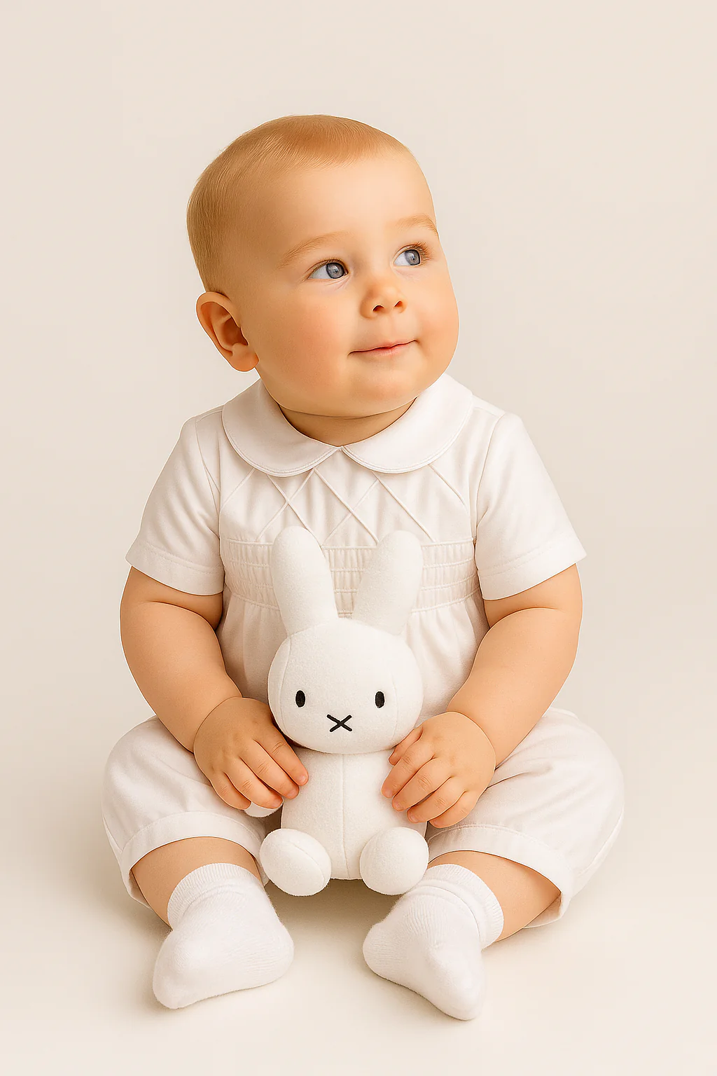 Baby boys Off White Christening Romper - Andrew - Off White - Image 2