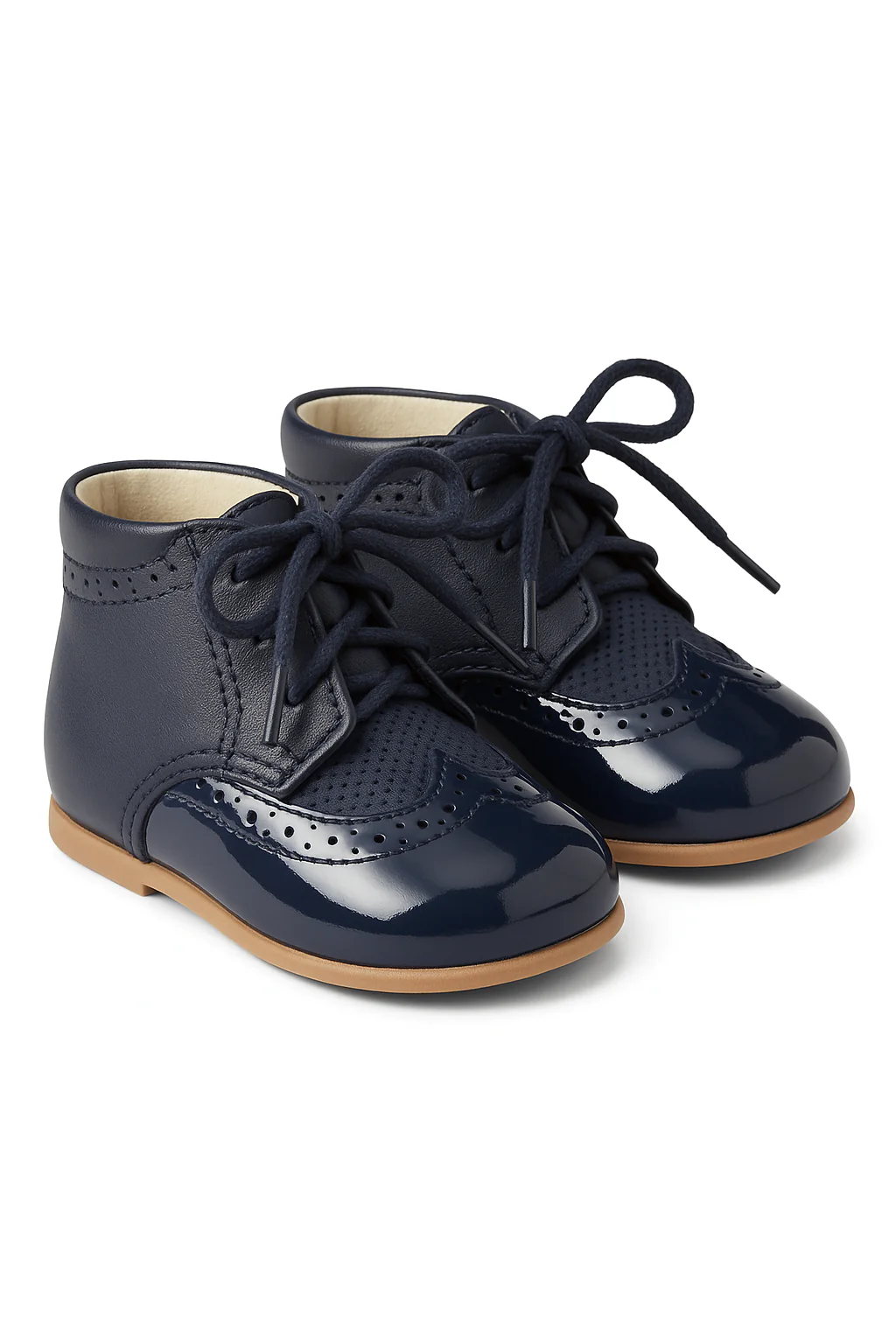 Baby & Boys Two-tone Leather Brogue Shoes ANTONIO - Navy Blue - Image 3