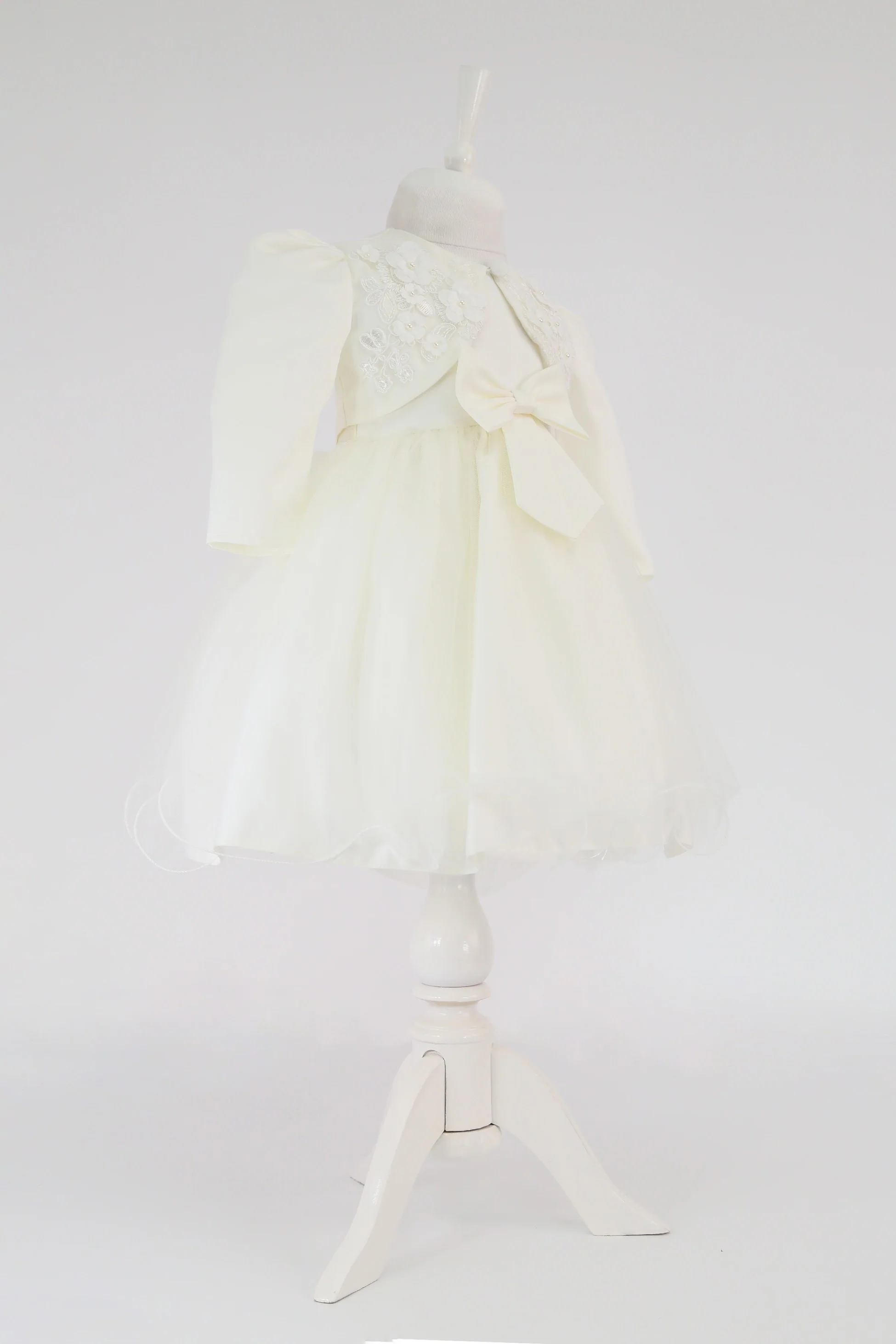 Baby Girl Sleeveless Dress with Floral Bolero - B1176 - Ivory - Image 4