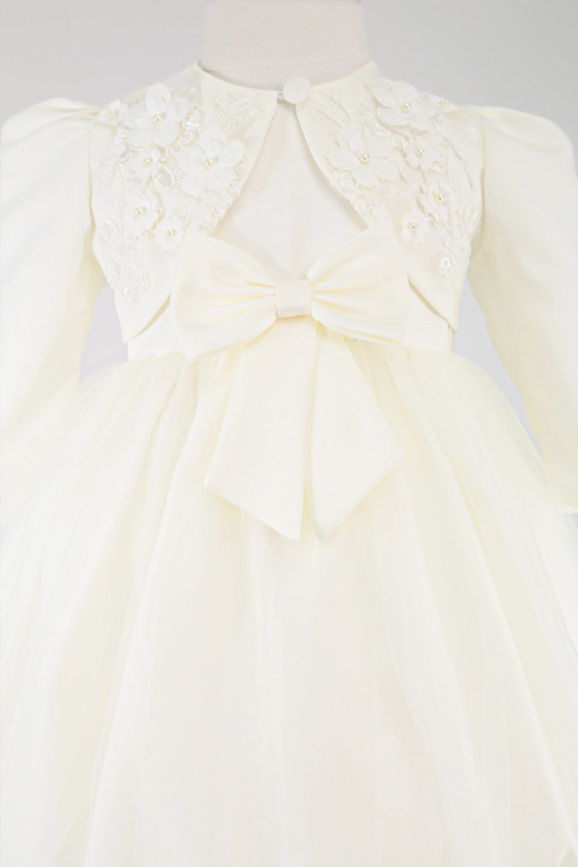 Baby Girl Sleeveless Dress with Floral Bolero - B1176 - Ivory - Image 6