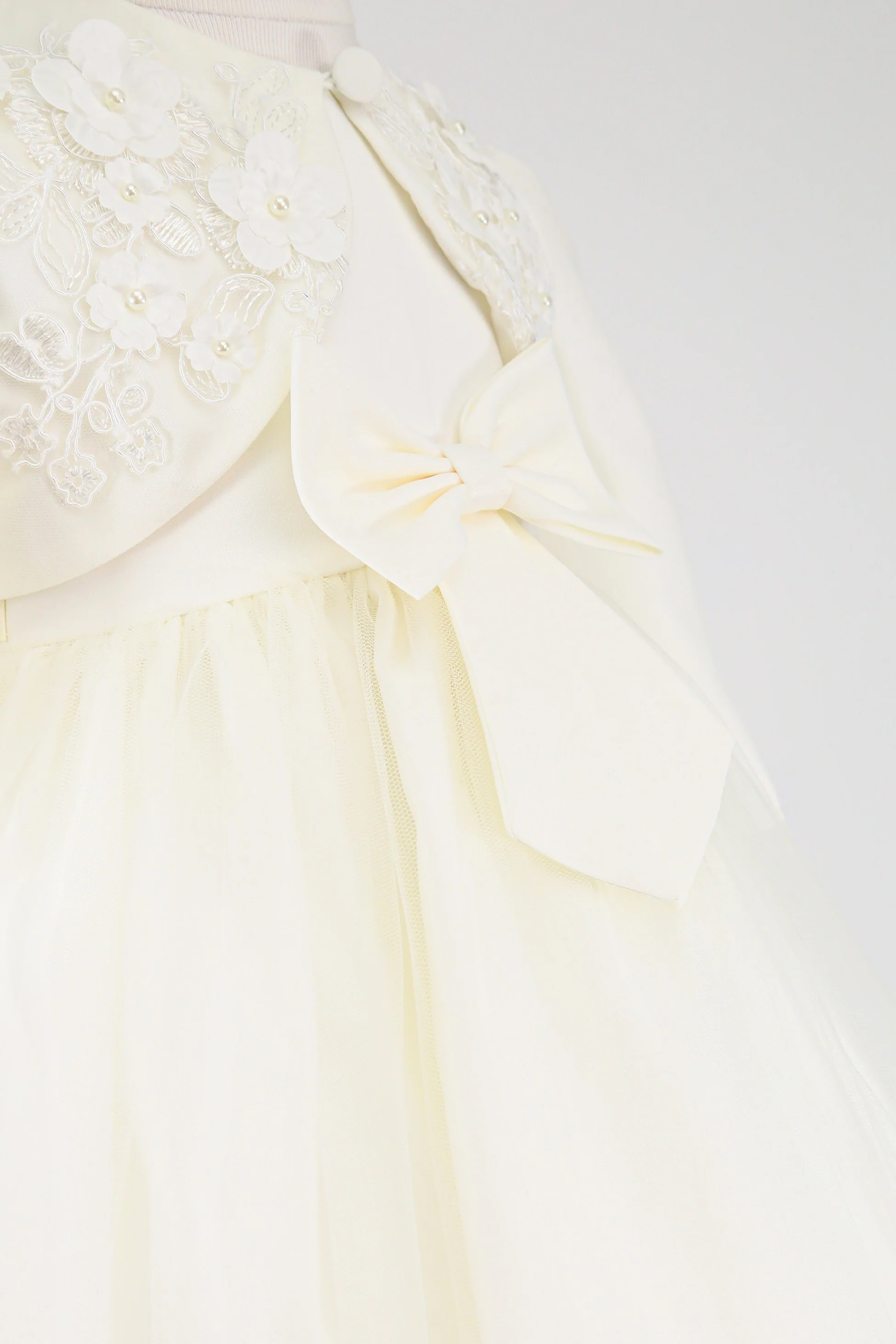 Baby Girl Sleeveless Dress with Floral Bolero - B1176 - Ivory - Image 8