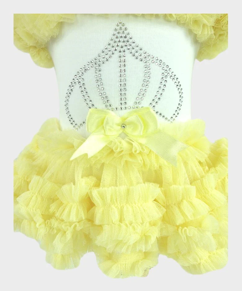 Baby Girl Tulle Cotton Tutu Bodysuit - Lemon Yellow - Image 4