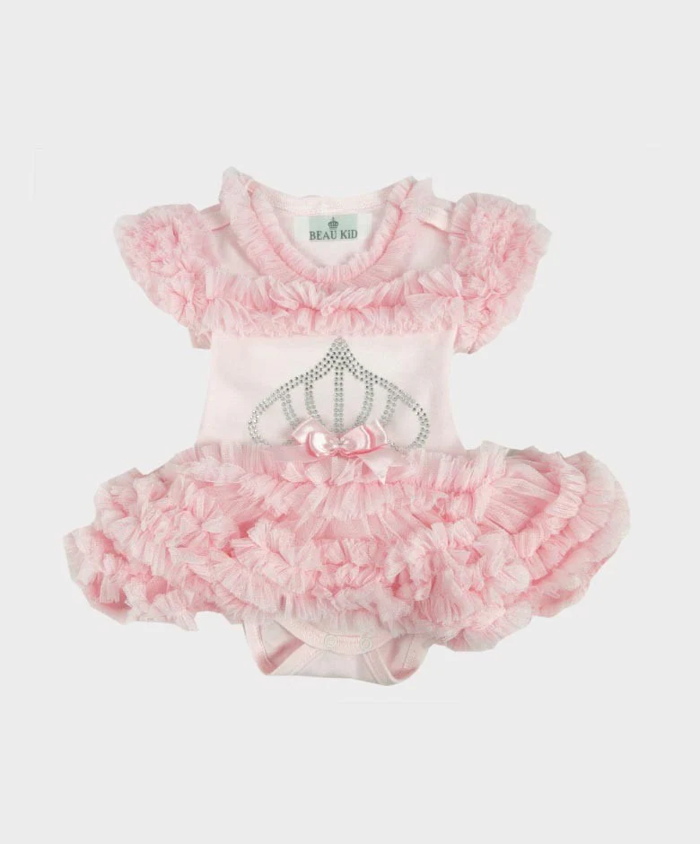 Baby Girl Tulle Cotton Tutu Bodysuit - Pink - Image 2