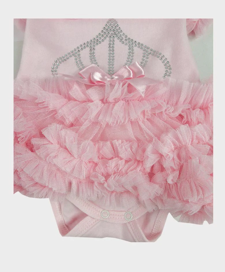 Baby Girl Tulle Cotton Tutu Bodysuit - Pink - Image 5