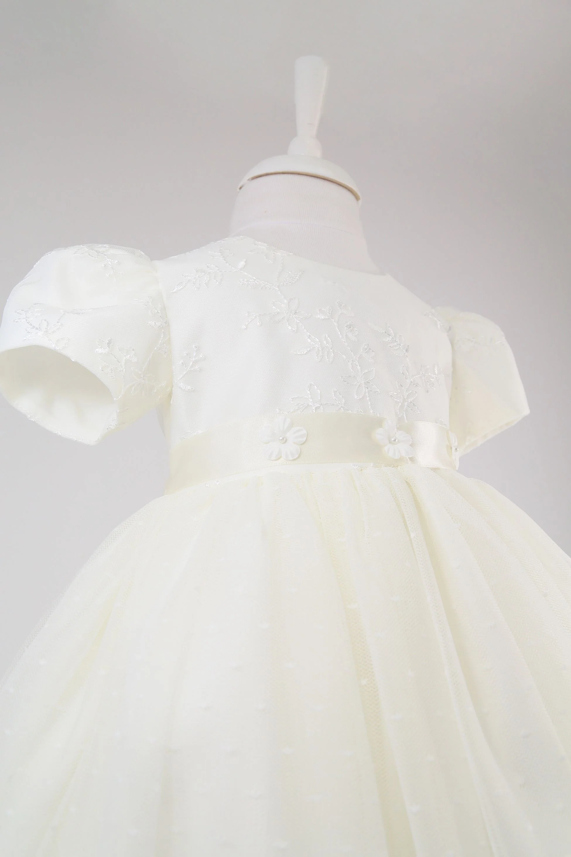 Baby Girls Balloon Sleeve Tulle Dress – B1038 - Ivory - Image 5