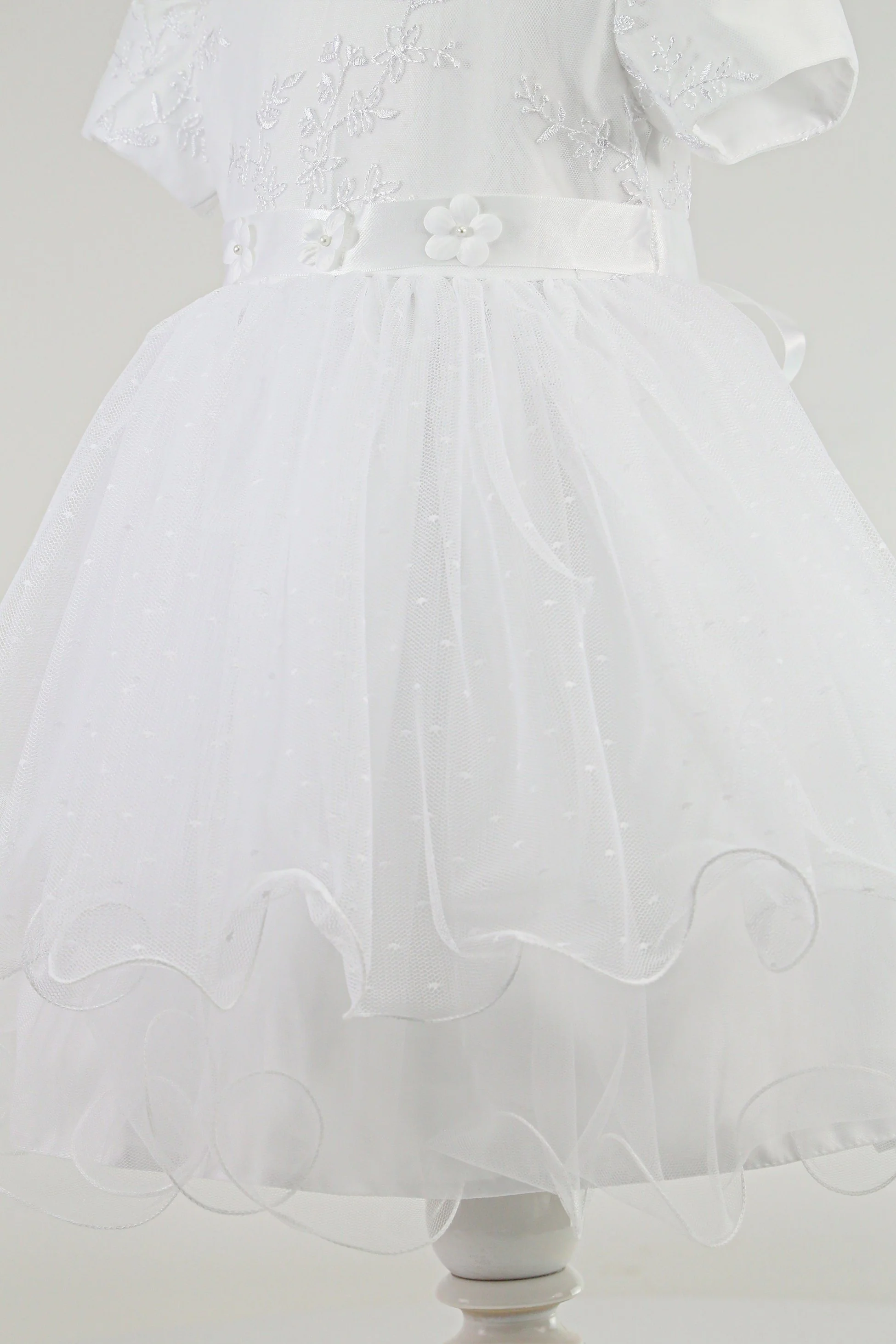 Baby Girls Balloon Sleeve Tulle Dress – B1038 - White - Image 3