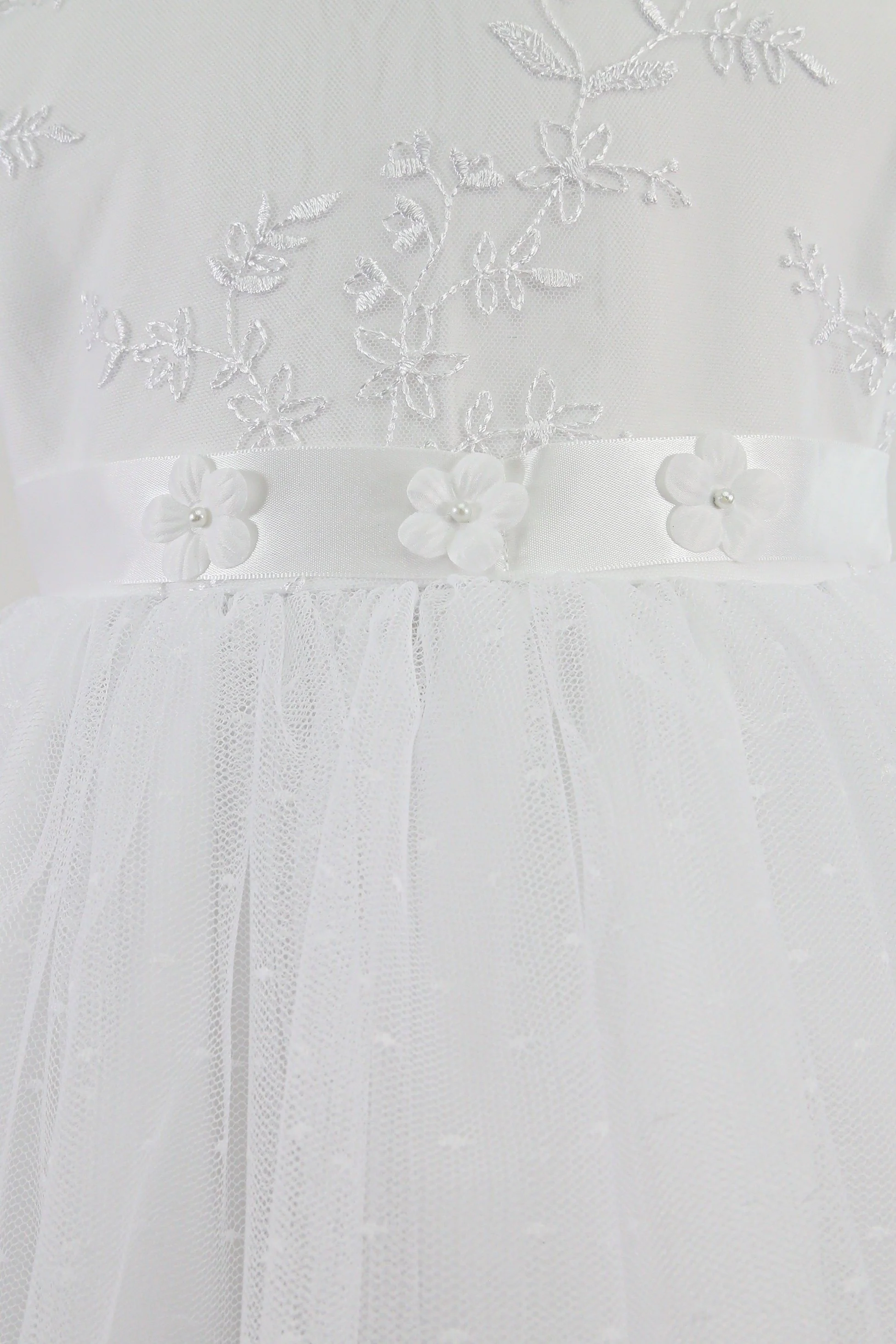 Baby Girls Balloon Sleeve Tulle Dress – B1038 - White - Image 6