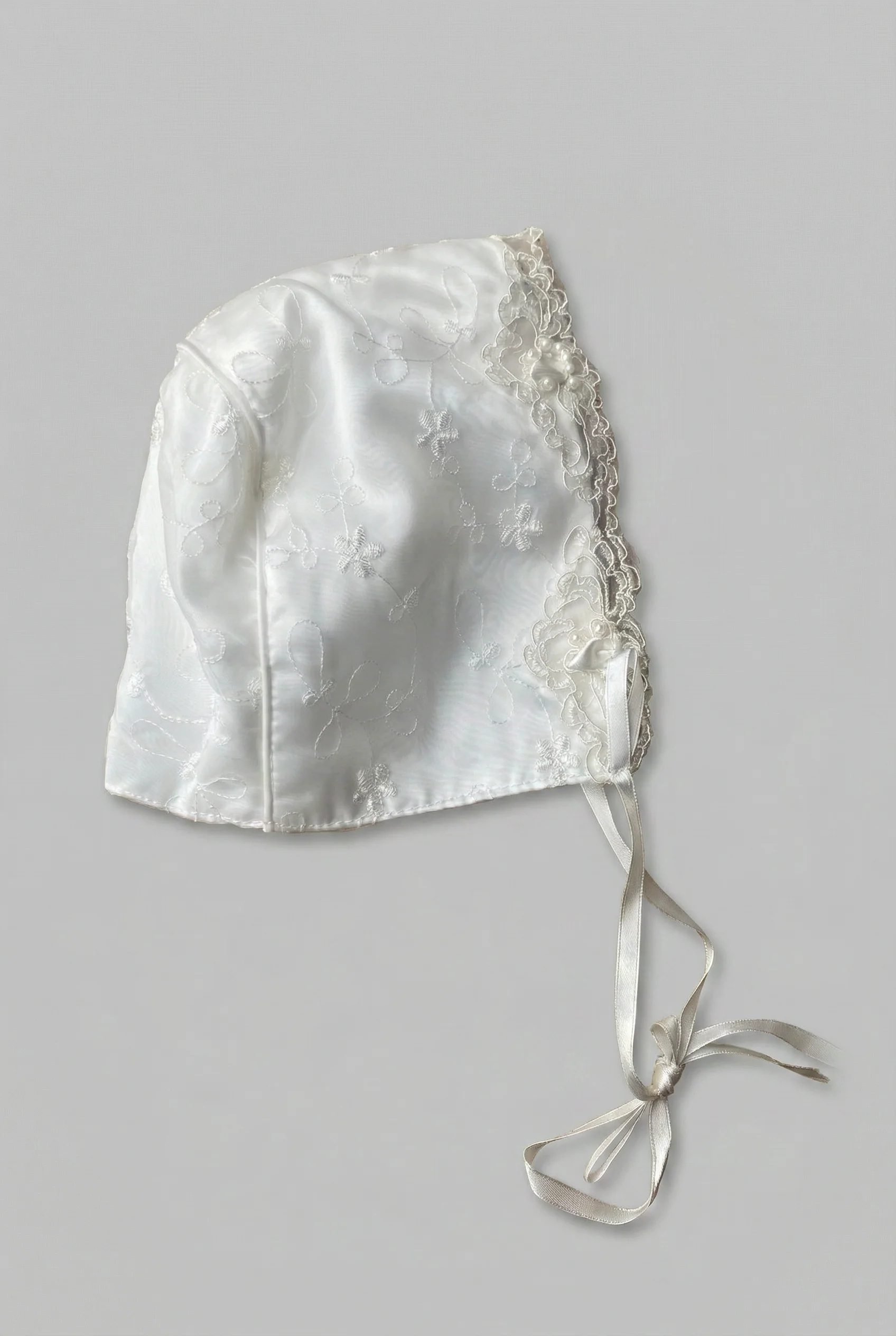 Baby Girls Christening Dress & Bonnet Set with Embroidered Bodice - Image 6