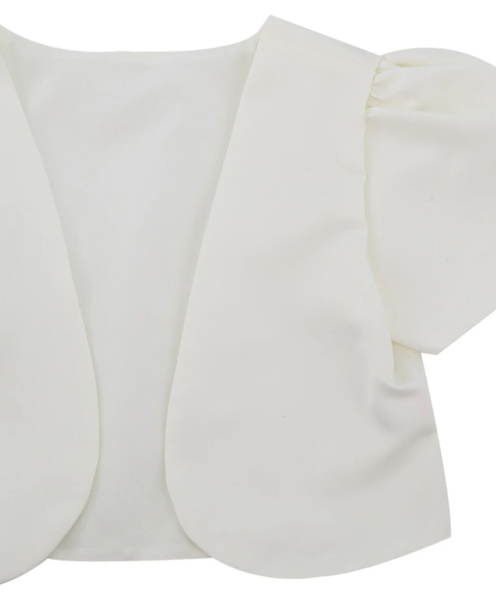 Babies & Girls Short Sleeve Bolero - Ivory - Image 3