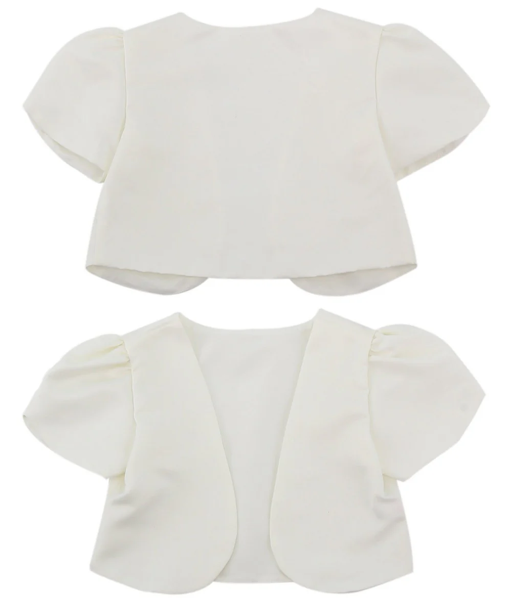 Babies & Girls Short Sleeve Bolero - Ivory - Image 4