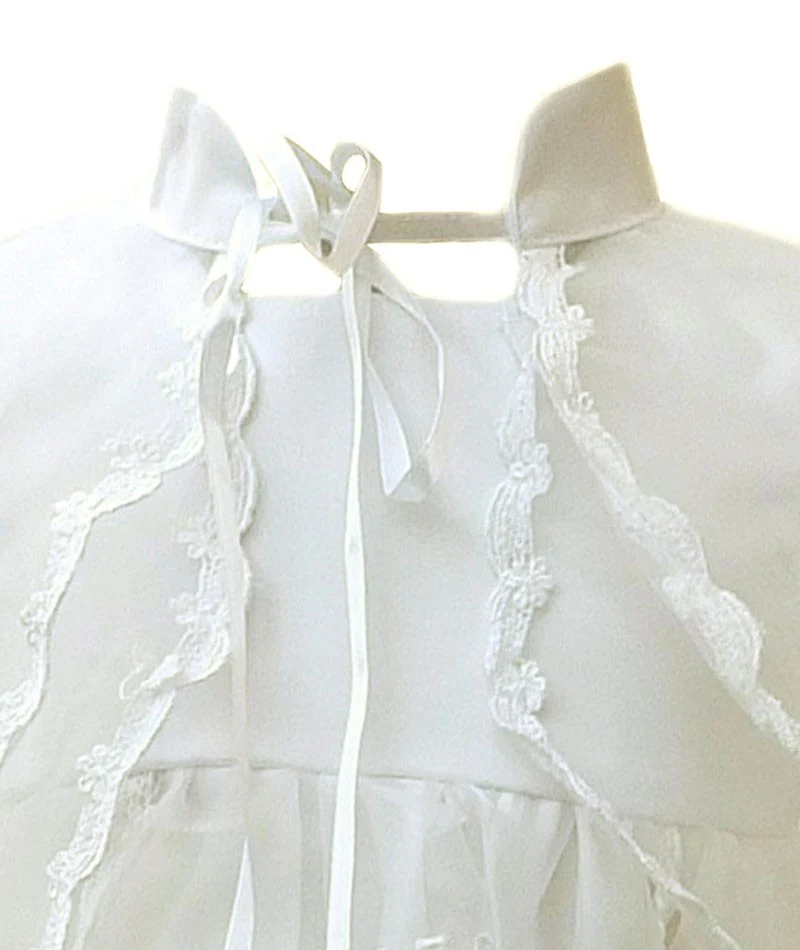 Baby Girls Gown & Bonnet Embroidered Christening Baptism Dress - Ivory - Image 2