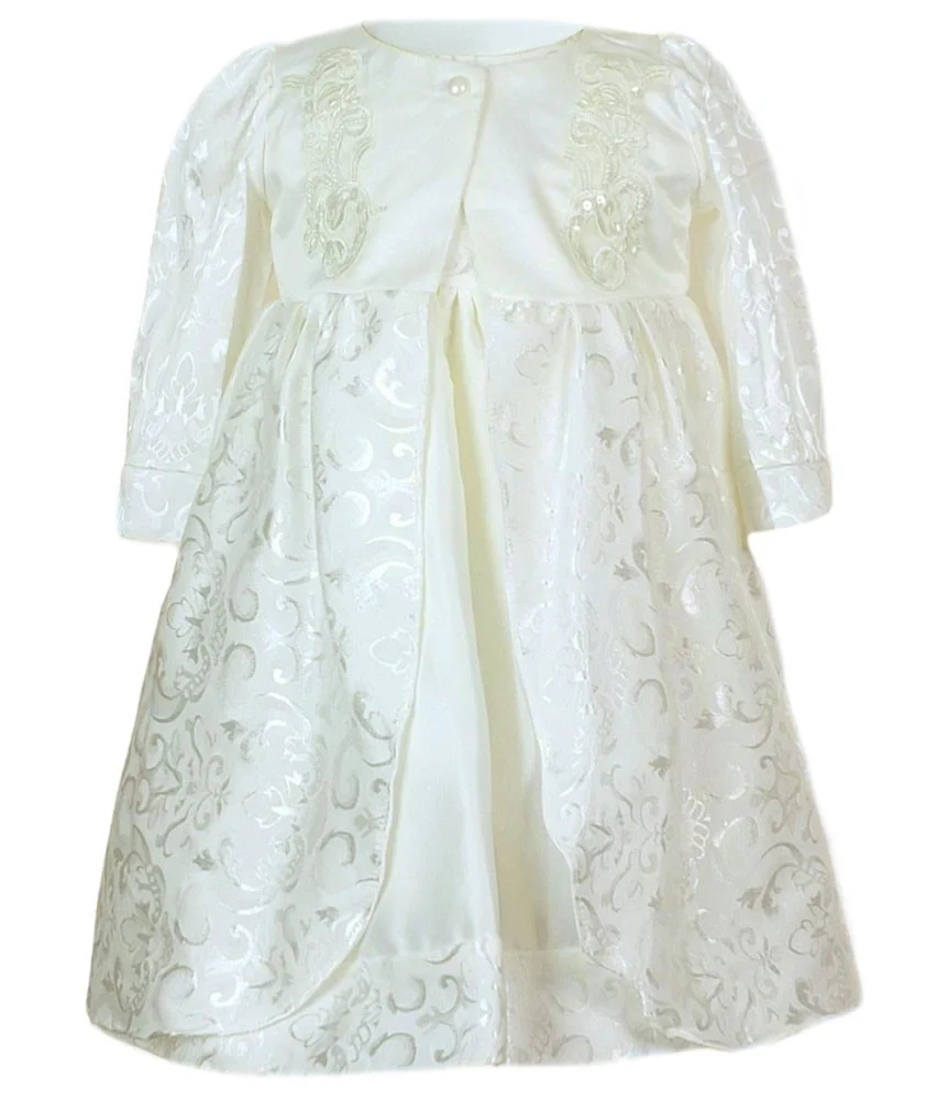 Baby Girls Embroidered Christening Dress Set - Ivory - Image 3