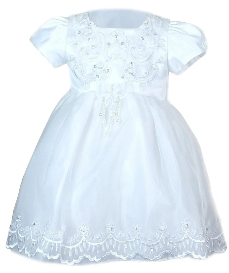 Baby Girls Embroidered Christening Dress Set - White - Image 2