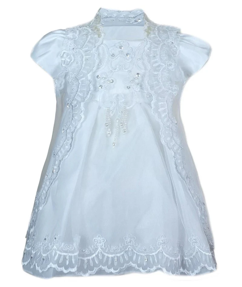 Baby Girls Embroidered Christening Dress Set - White - Image 4