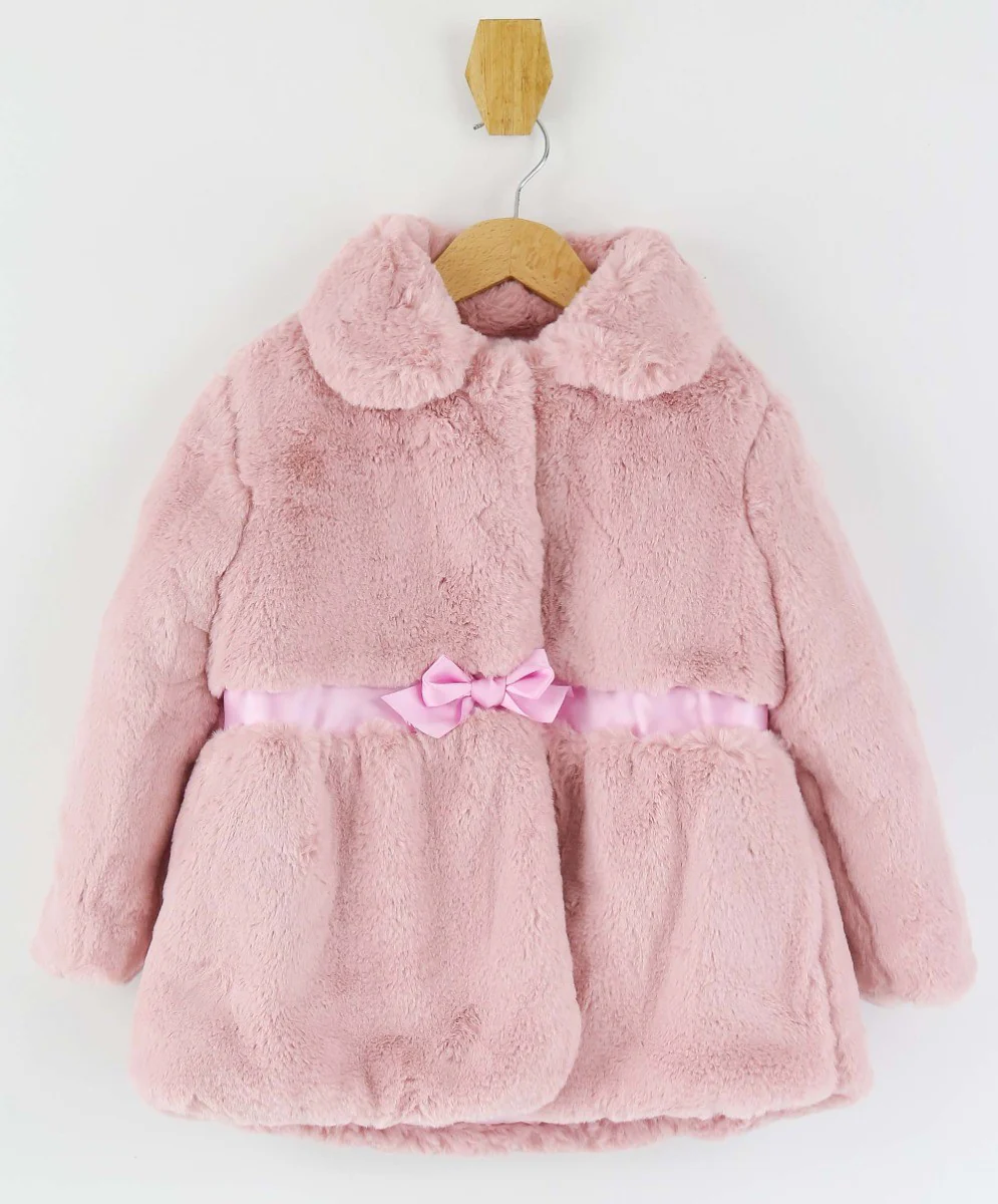 Baby Girls Fur Mid-Length Coat - Pink - Image 3