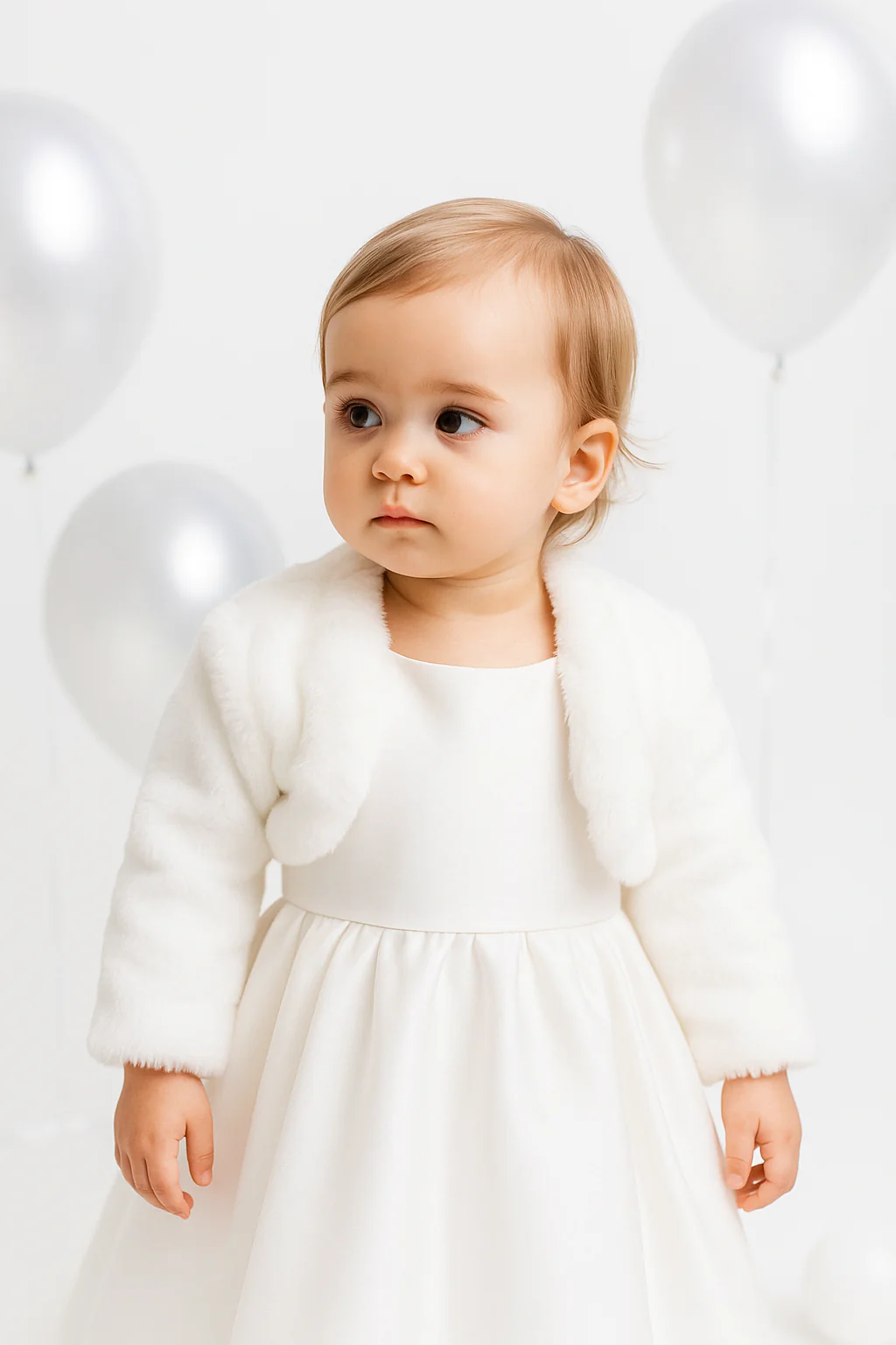 Baby & Girls' Fleece Bolero Jacket - GABRIELLA - Ivory - Image 3