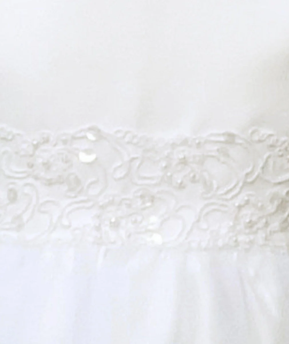 Baby Girls Flower Sleeveless Christening Dress - Ivory - Image 3