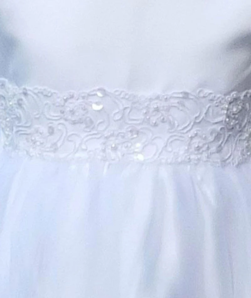 Baby Girls Flower Sleeveless Christening Dress - White - Image 3