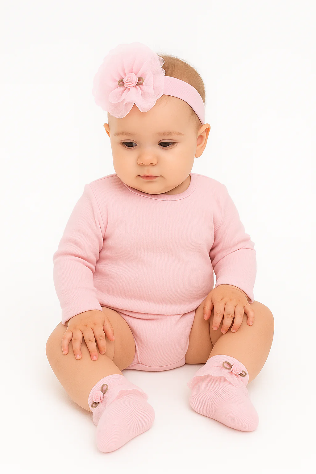 Baby Girls Headband and Socks Set - Pink - Image 2