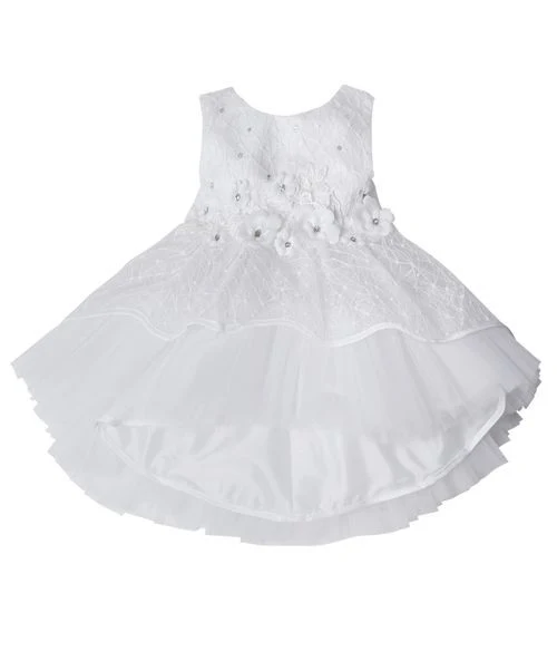 Baby Girls High-Low Sheer Overlay Lace Dress - ANNIE - White - Image 5