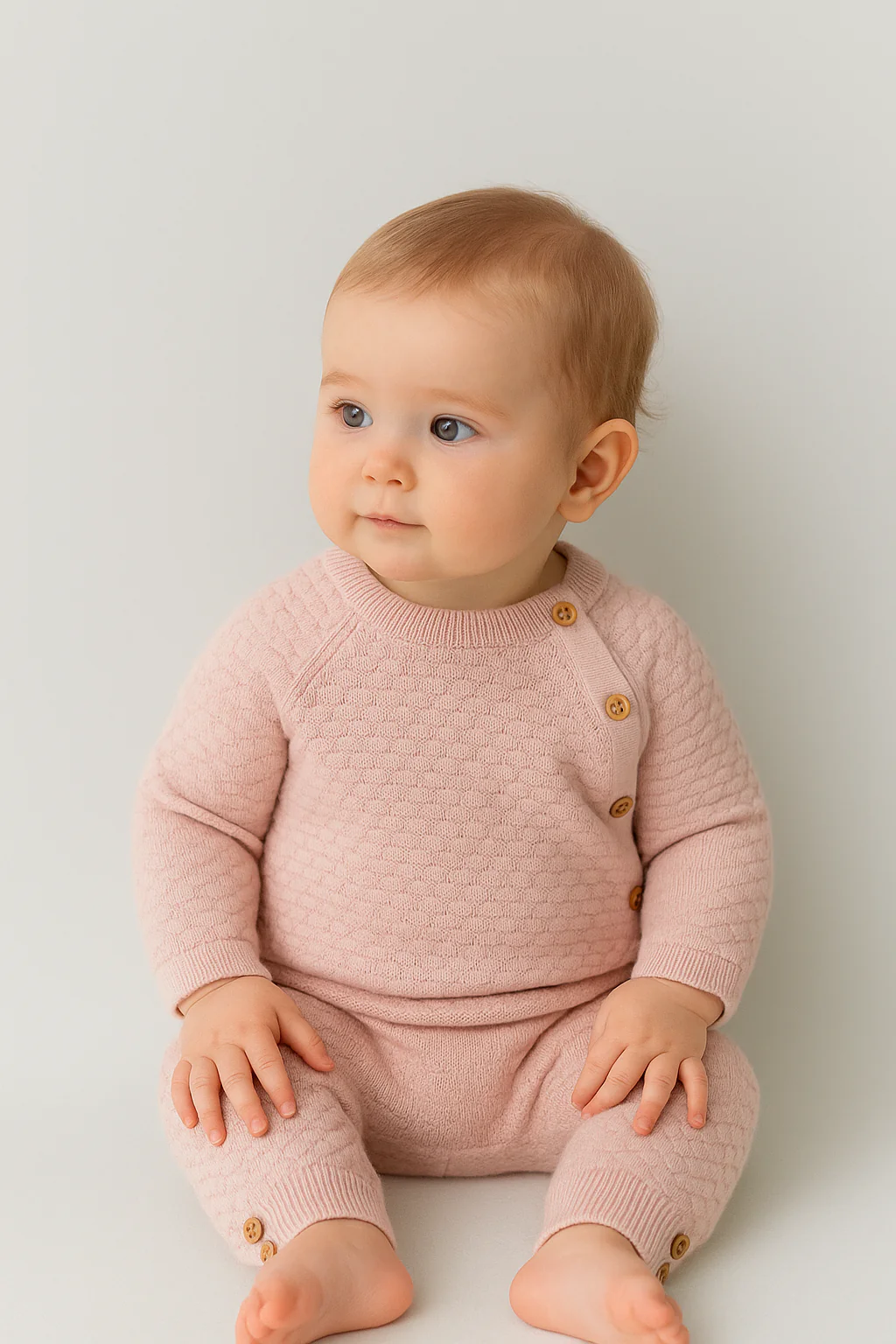 Baby Girls Honeycomb Knitted Jumper & Leggings Set - 2403 - Pink