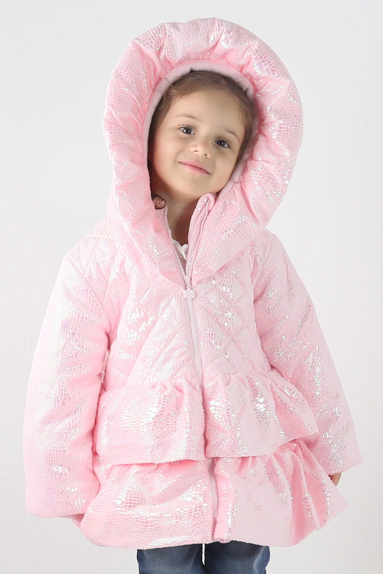 Baby & Girls' Iridescent Quilted Hooded Puffer Coat - SCARLET - Pink - Image 3