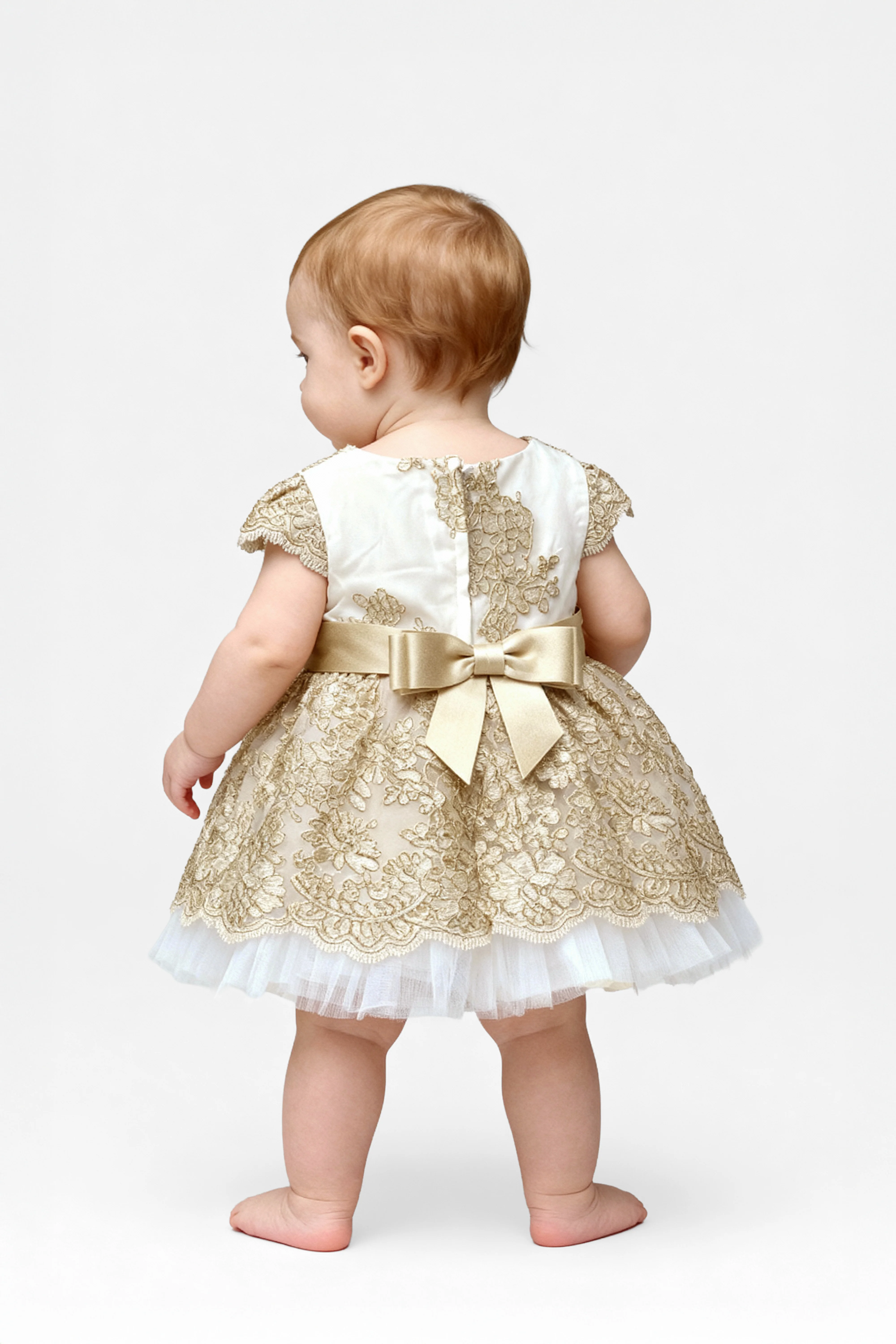 Baby Girls Ivory Lace Dress - Image 2