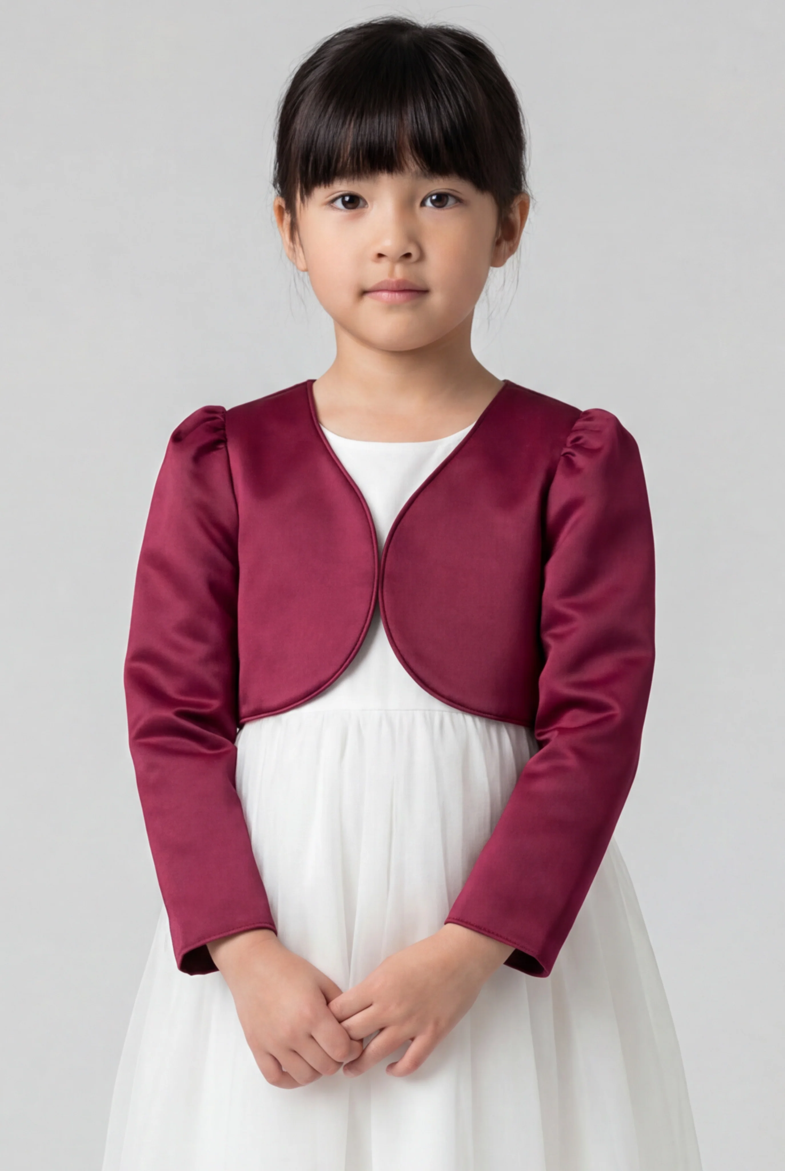 Babies & Girls Long Sleeves Bolero - Burgundy - Image 3