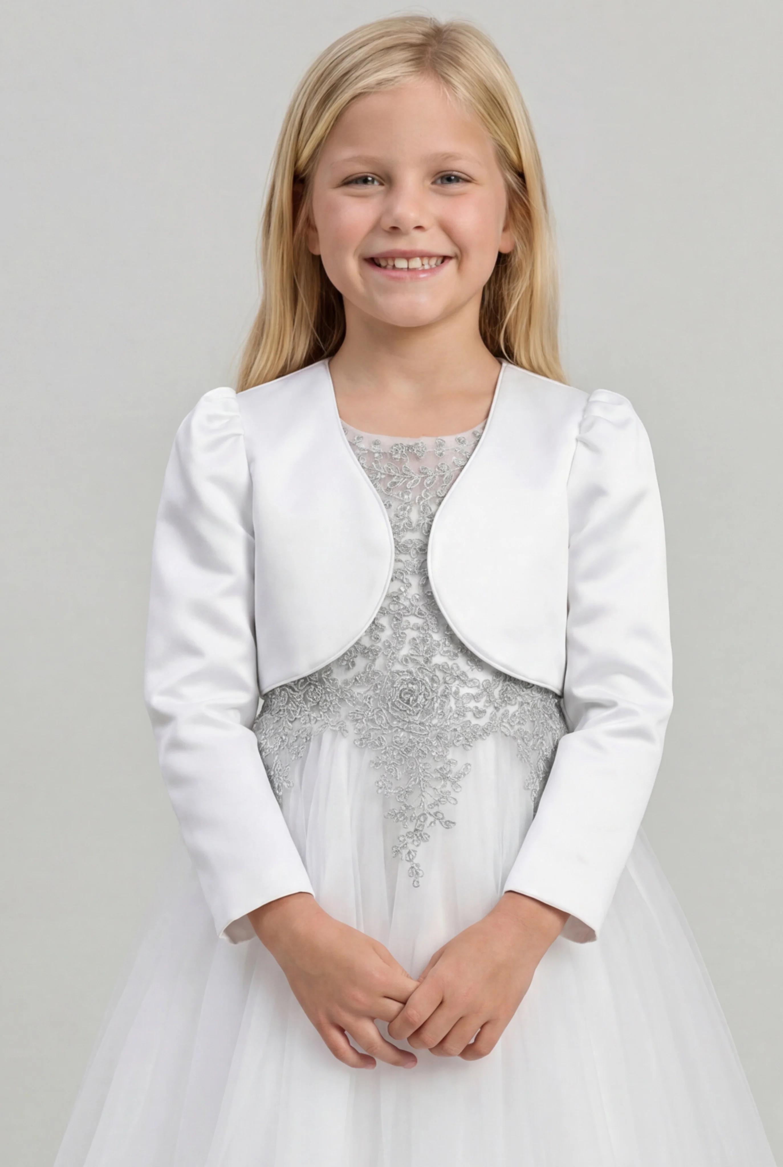Babies & Girls Long Sleeves Bolero - White - Image 3