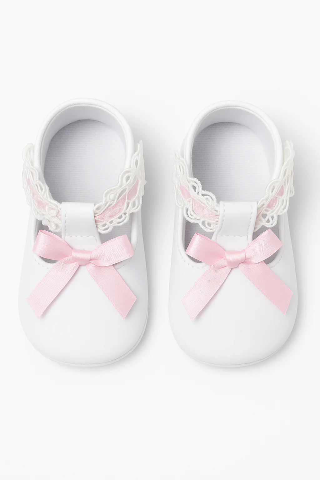 Baby Girls Patent Christening Shoes with Lace Details - VALENTINA - White - Image 2