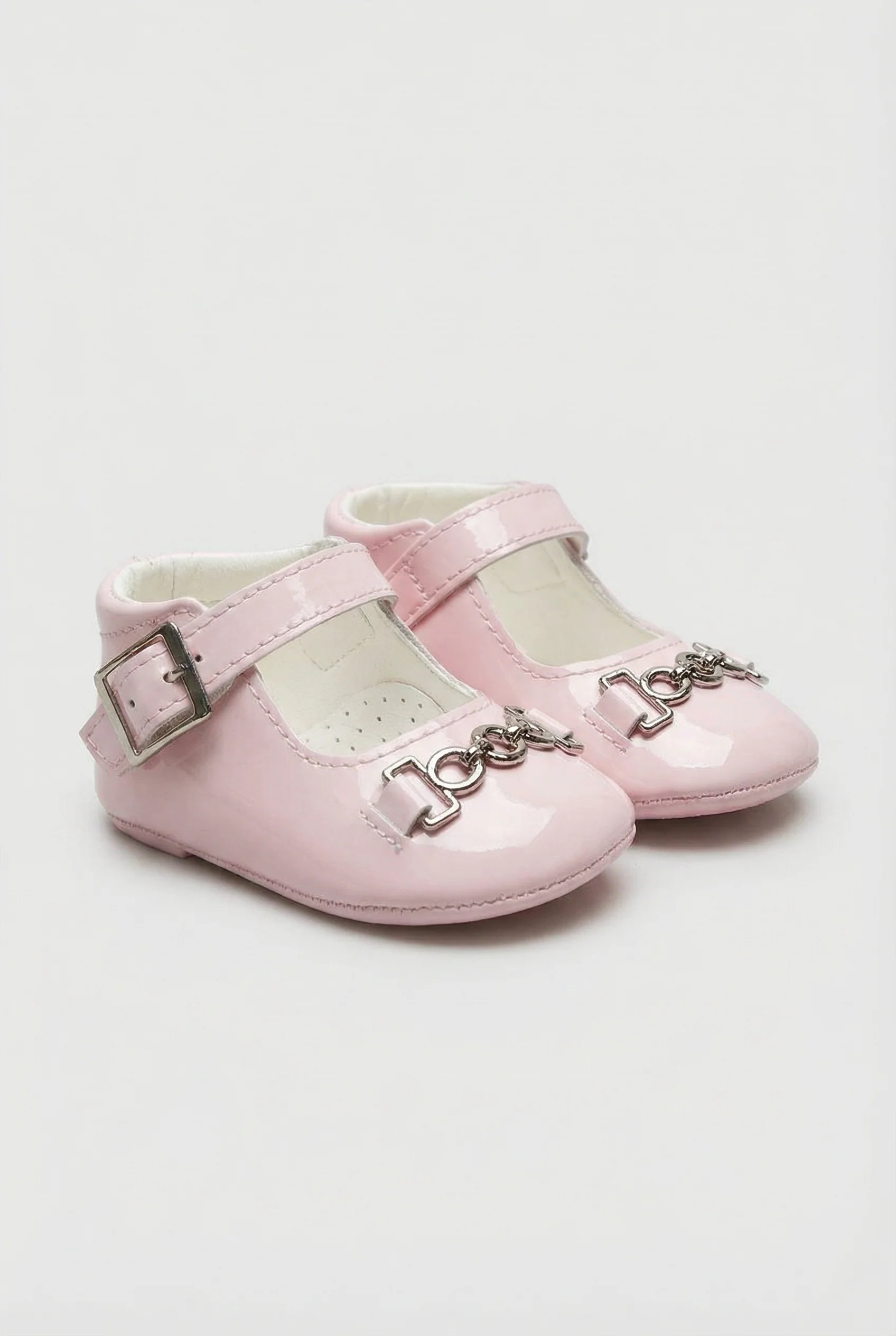 Baby Girls Patent Mary Jane Flats with Metal Detail - Charlotte - Pink - Image 3