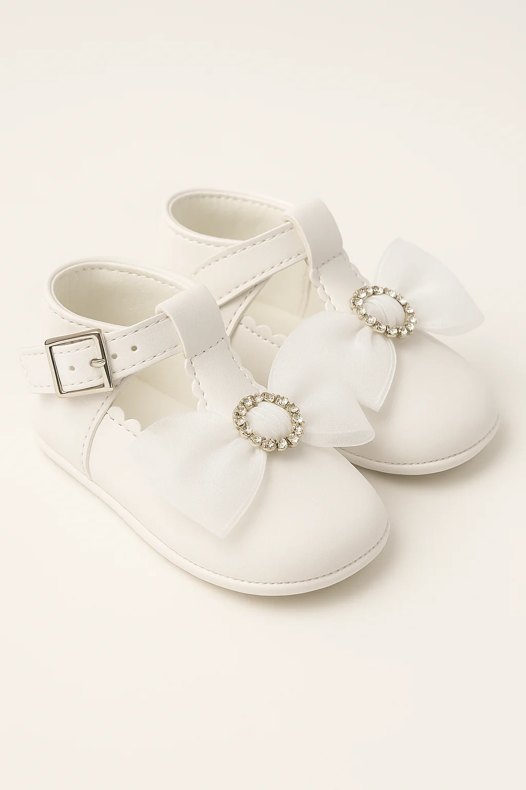 Baby Girls Rhinestones Christening Shoes - MILLIE - White - Image 3