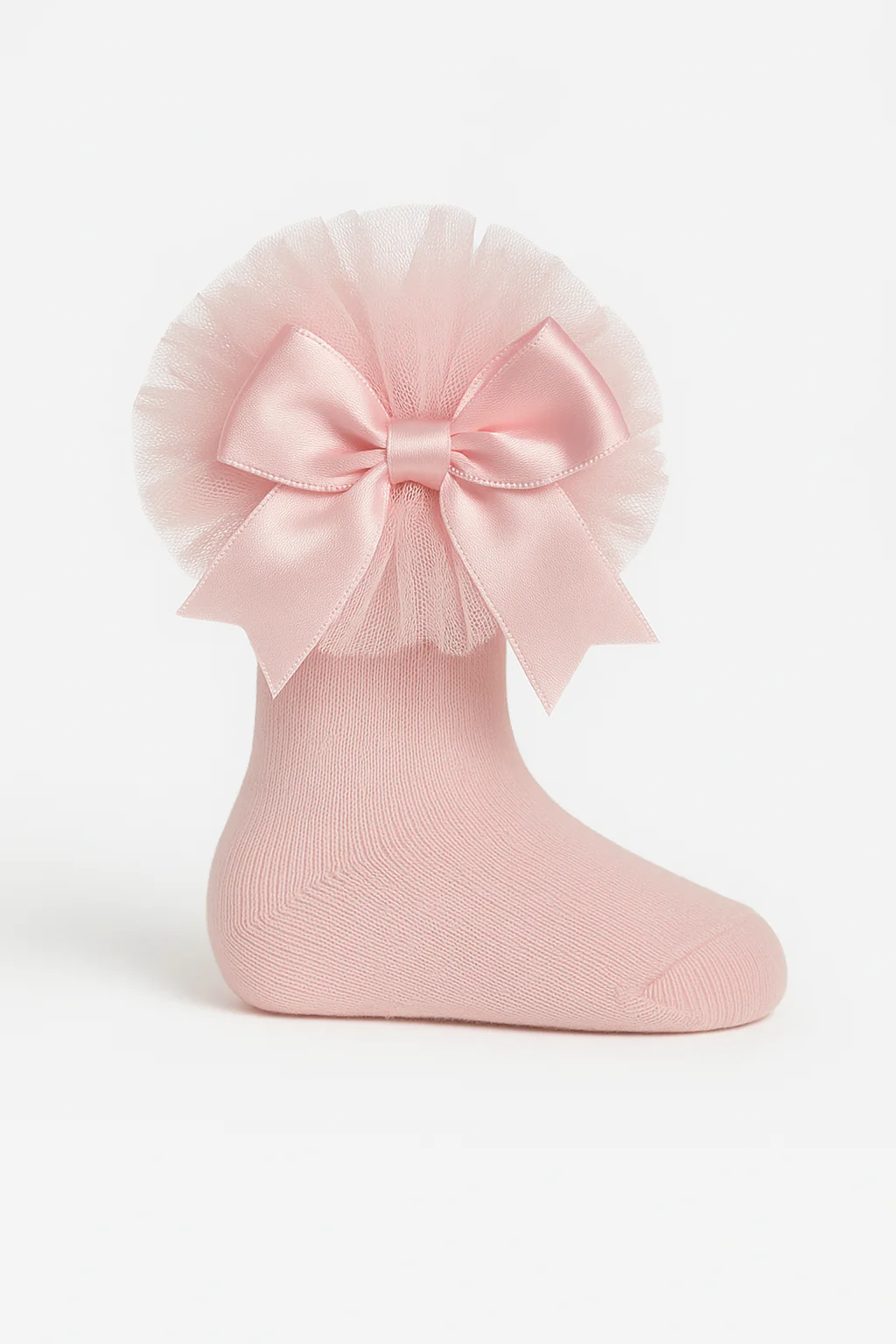 Baby Girls Ruffle Bow Frilly Ankle Socks - Pink - Image 2