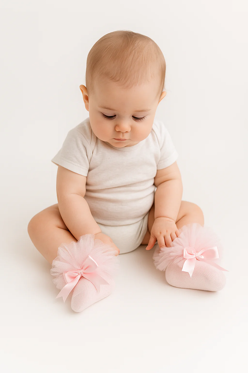 Baby Girls Ruffle Bow Frilly Ankle Socks - Pink - Image 3