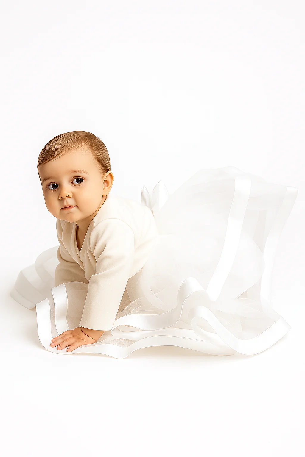 Baby & Girls Satin Bolero Jacket - GINA - Ivory - Image 2