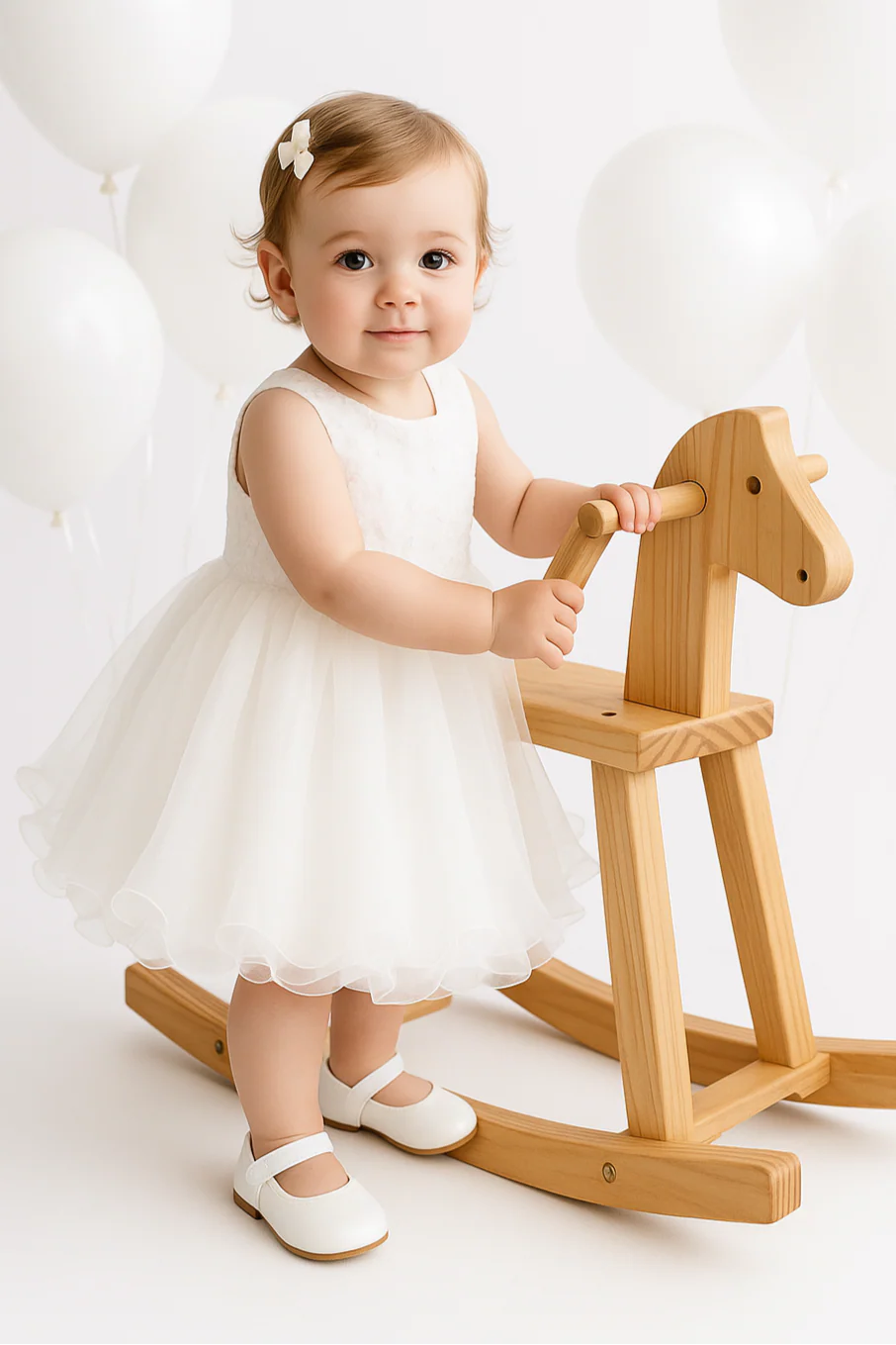 Baby & Girls Sequin Tulle Dress - RILEY - White